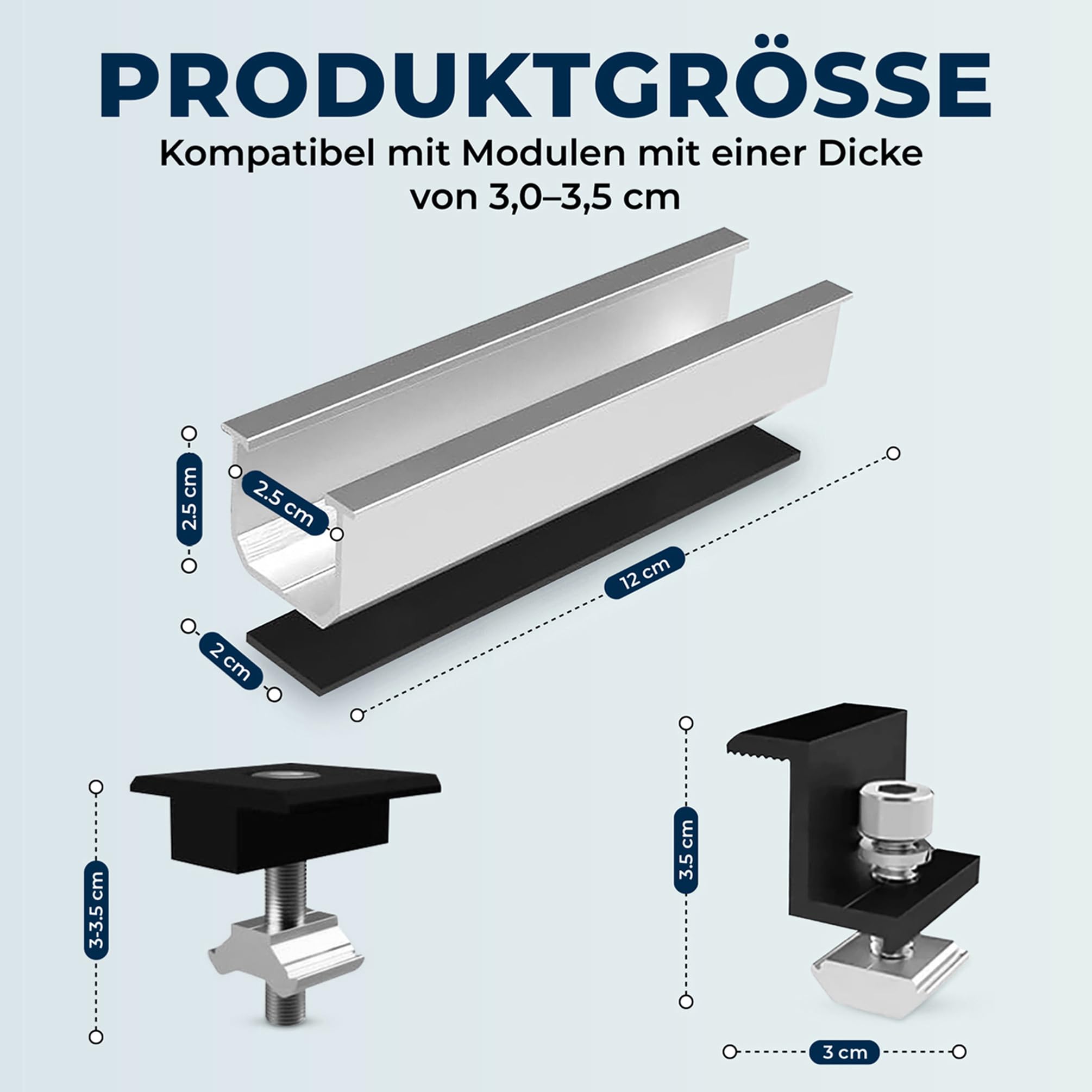 Solarpanel Halterung Metalldach [Verstellbar & Korrosionsbeständig] – Solarmodul Halterung Flachdach mit 12cm Schienen (Einfache Installation & Wasserdicht) - Flachdachhalterung Solar