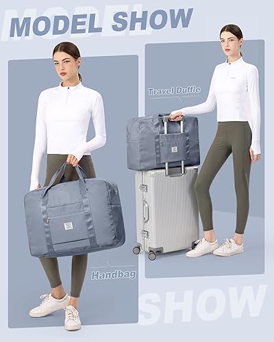 Miniatura 8 de Bolsa de viaje de fin de semana para mujeres y hombres con bolsa de aseo personal, bolsa de transporte para la noche, bolsas grandes plegables,