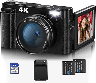 Digital Camera,Jumobuis 4K 48MP Autofocus Vlogging Camera with 32G Memory Card 16X Digital Zoom, Point and Shoot Digital Camera for Kids Teens Adult Beginner (Black)