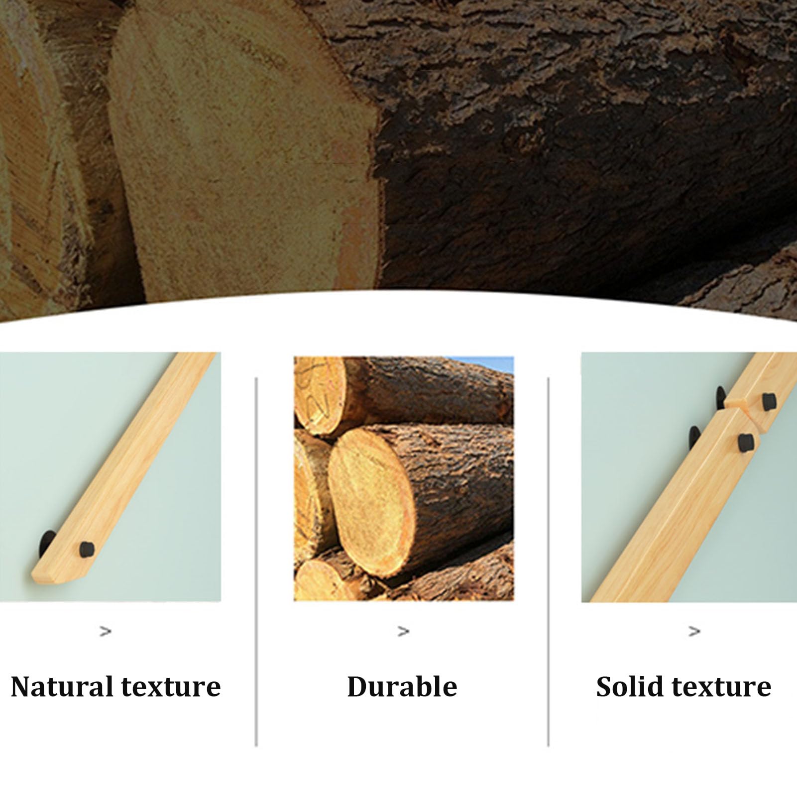 Holzhandlauf Komplettset Treppengeländerhandlauf Handläufe für Treppen Handlauf Wandmontage Treppenhandlauf Rutschfester Treppenhandlauf (160cm) ()