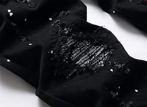 Miniatura 5 de OIIIO Pantalón Elástico con Parche Rasgado para Hombre de Ajuste Regular