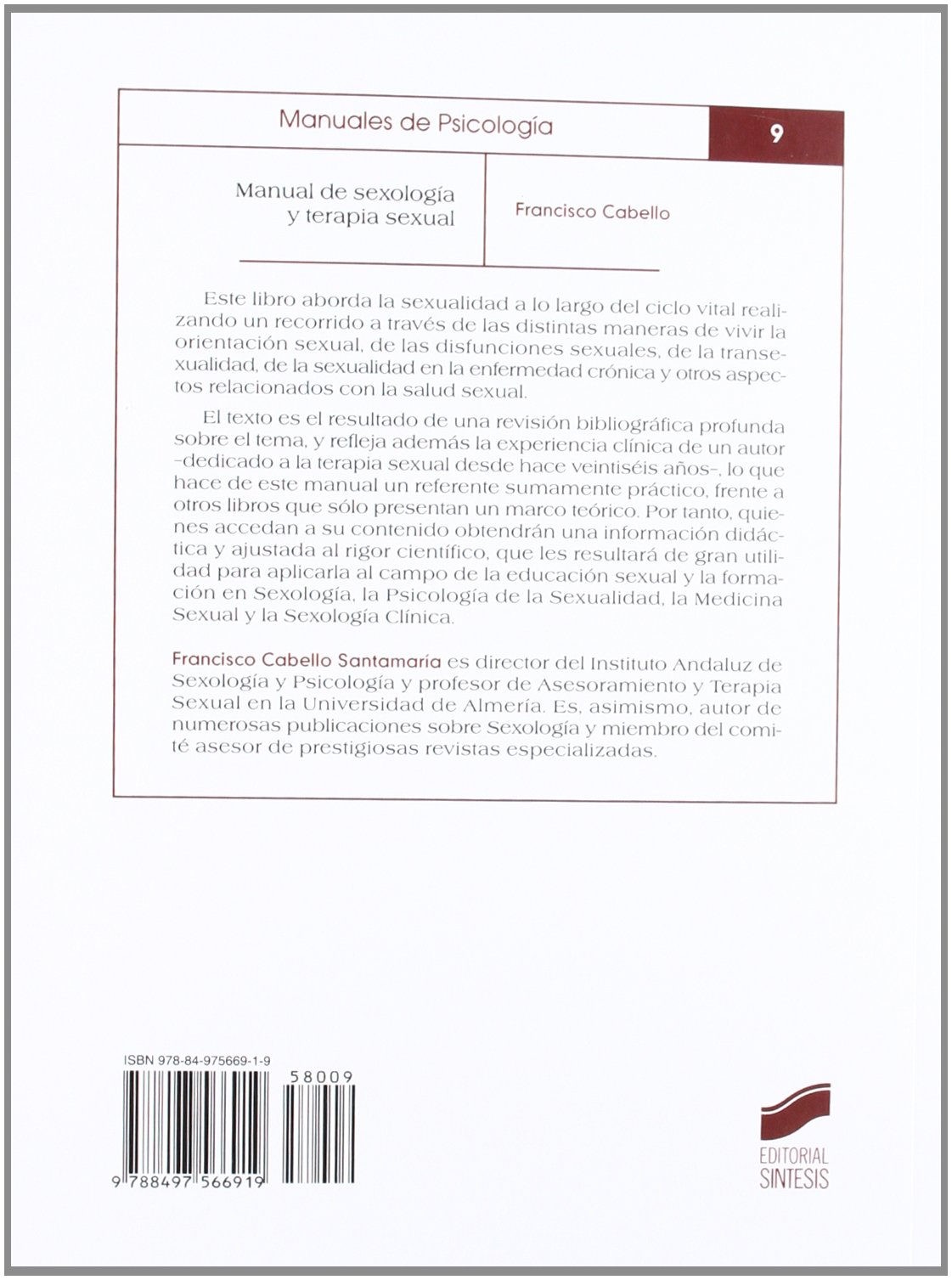 Manual de sexología y terapia sexual (SIN COLECCION)
