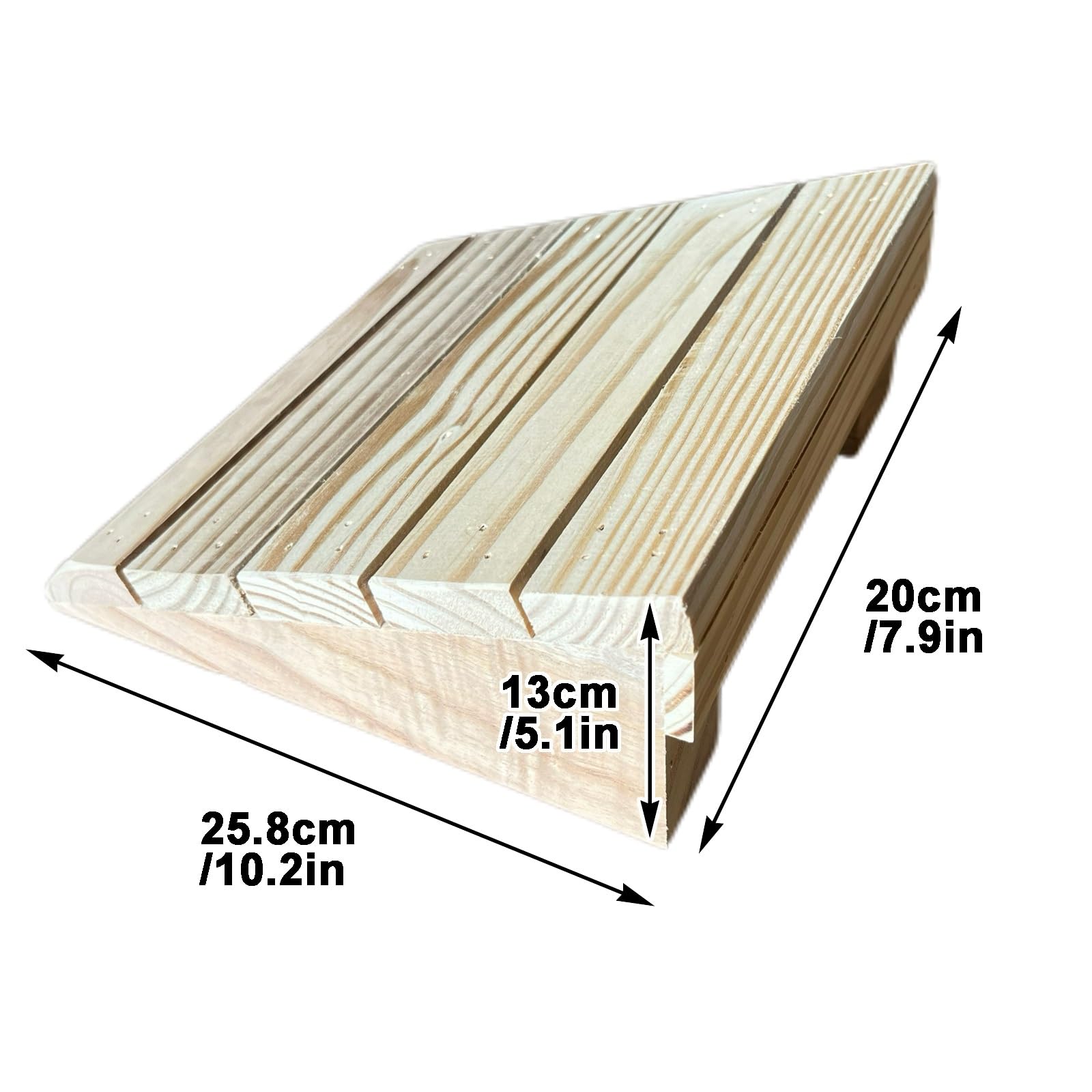 Rampas para Silla de Ruedas de Madera, Altura de 7 cm a 15 cm, Portátil, Antideslizante y Ligera, para Casas, Puertas, Patios y Entradas(20x25.8x13cm)