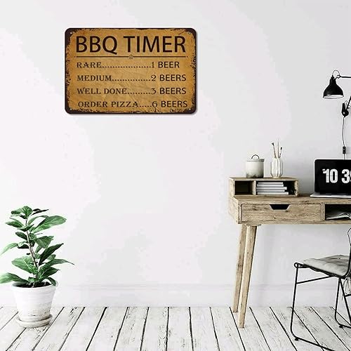 Miniatura 7 de Letrero retro de hojalata con temporizador de barbacoa, letrero de metal vintage para asar con refranes para el hogar, cocina, restaurante,