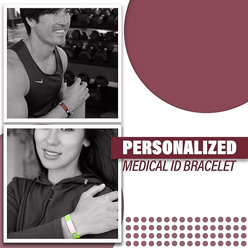 Miniatura 6 de Divoti Pulsera de identificación médica deportiva de silicona con grabado personalizado de 0.512 in de ancho para atletas - EstiloColor