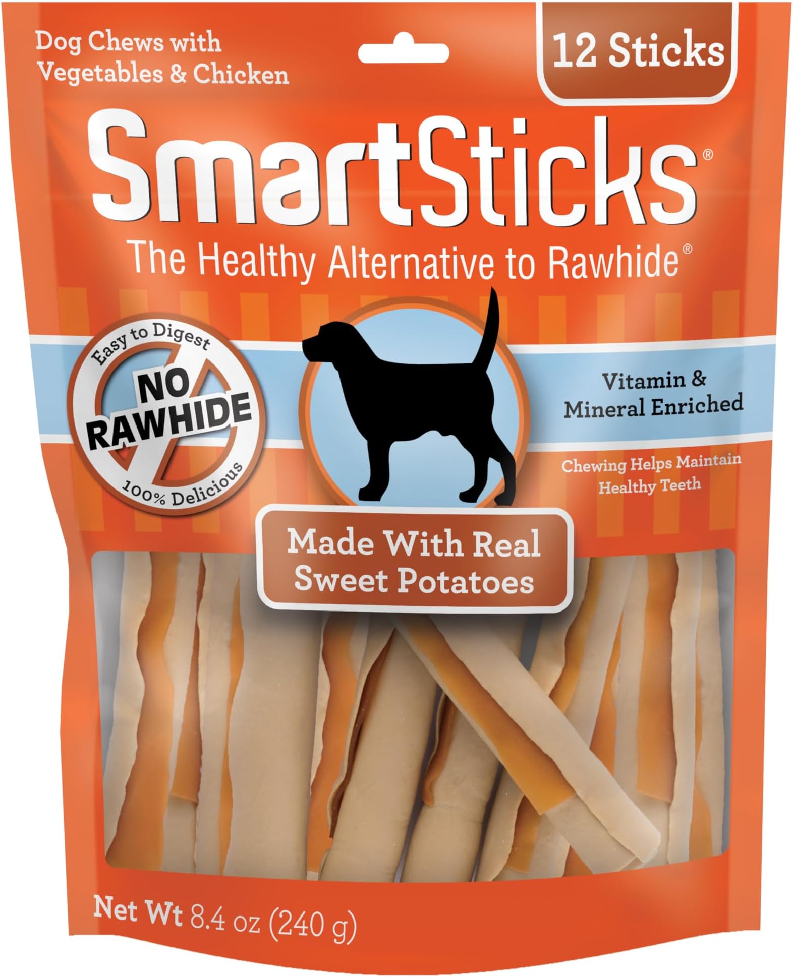 SmartSticks, Treat Your Dog to a Rawhide-Free Chew Made With Real Meat and Vegetables 12 Count (Pack of 1)