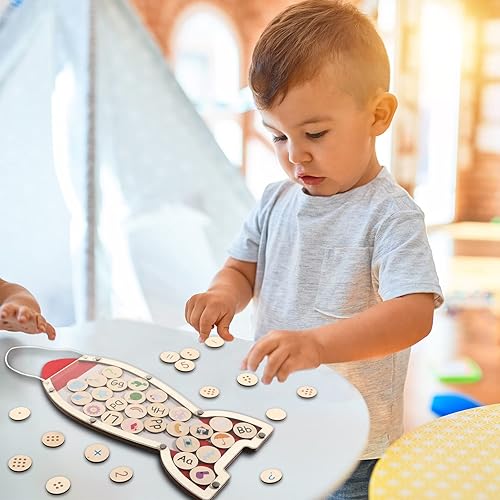 Miniatura 3 de DooTaah Juguetes educativos Montessori, kit de aprendizaje de números y alfabeto de madera con tarro de recompensa, regalo preescolar para niños