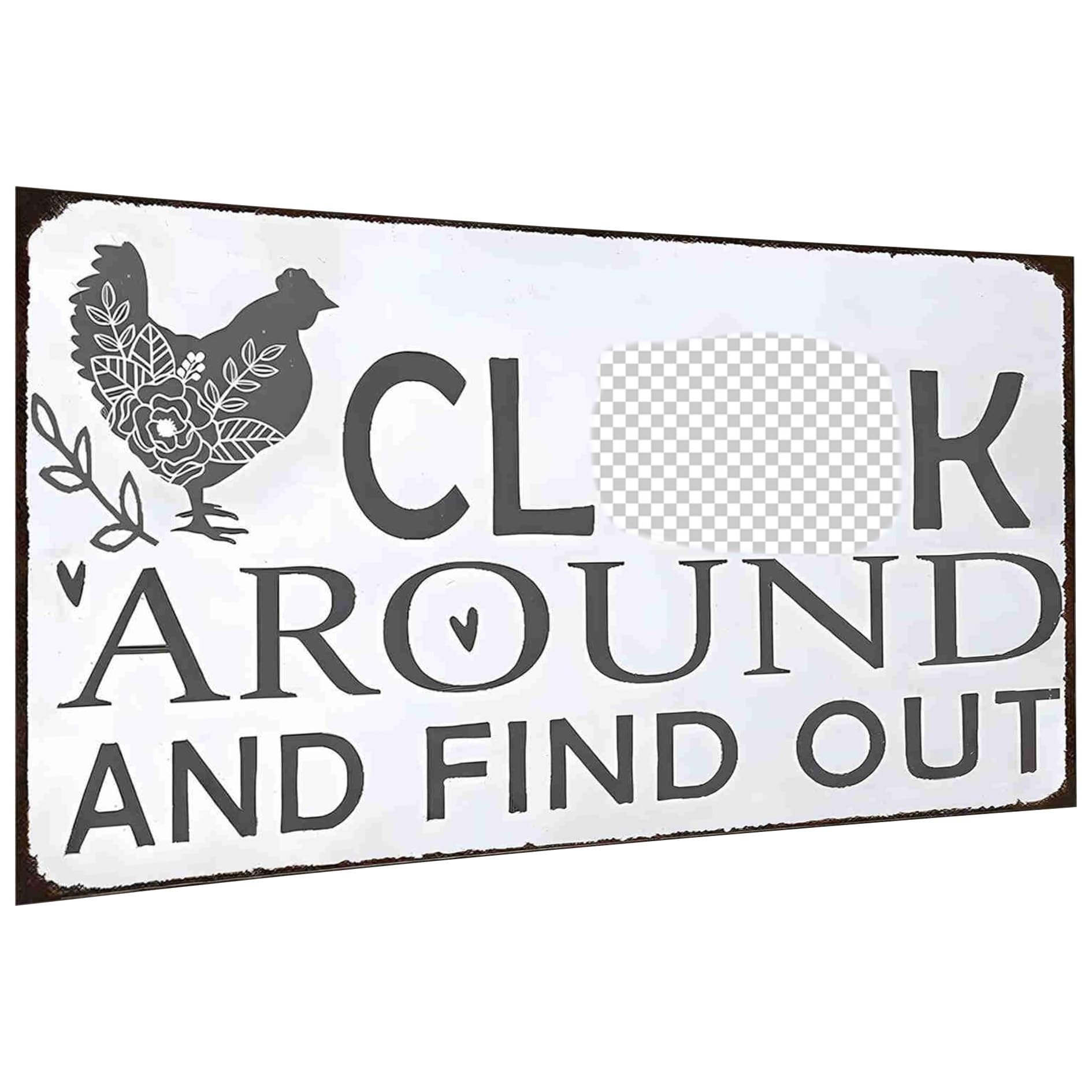 Funny Chicken Warning Sign - Tin Sign for Farmhouse, Kitchen, Garden, Bar or Pub Decor - 8x12 Inch