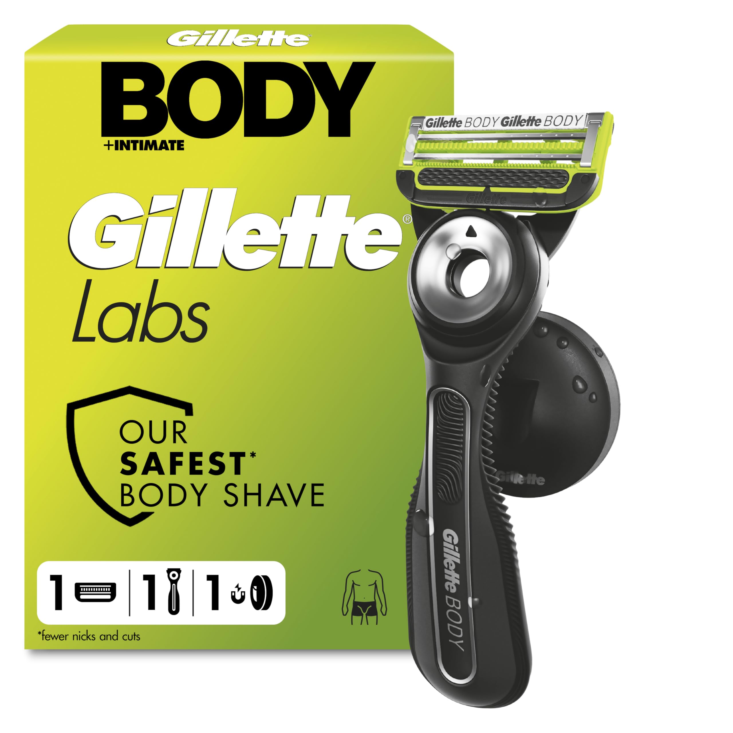 Gillette Labs Body + Intimate Razor For Men with Magnetic Shower Hanger