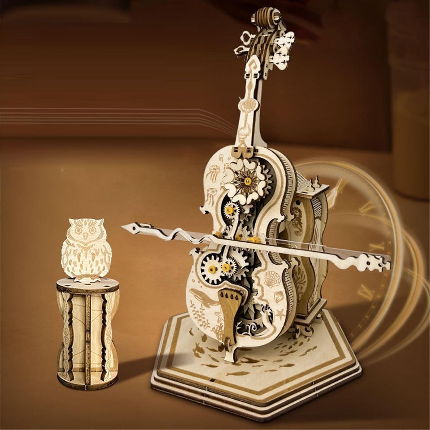 3D-Holzpuzzle for Erwachsene, Cello-Spieluhr-Modellbausätze aus Holz, DIY-Montage, pädagogische Bausätze, for Männer, Frauen, Erwachsene, kreatives Geschenk, 179 Teile.