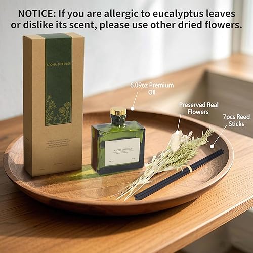 Miniatura 6 de Difusor de varillas de 6.09 onzas, difusor de aroma de rosa ébano con palos y flores secas, difusor de varillas de 120 días de larga duración para