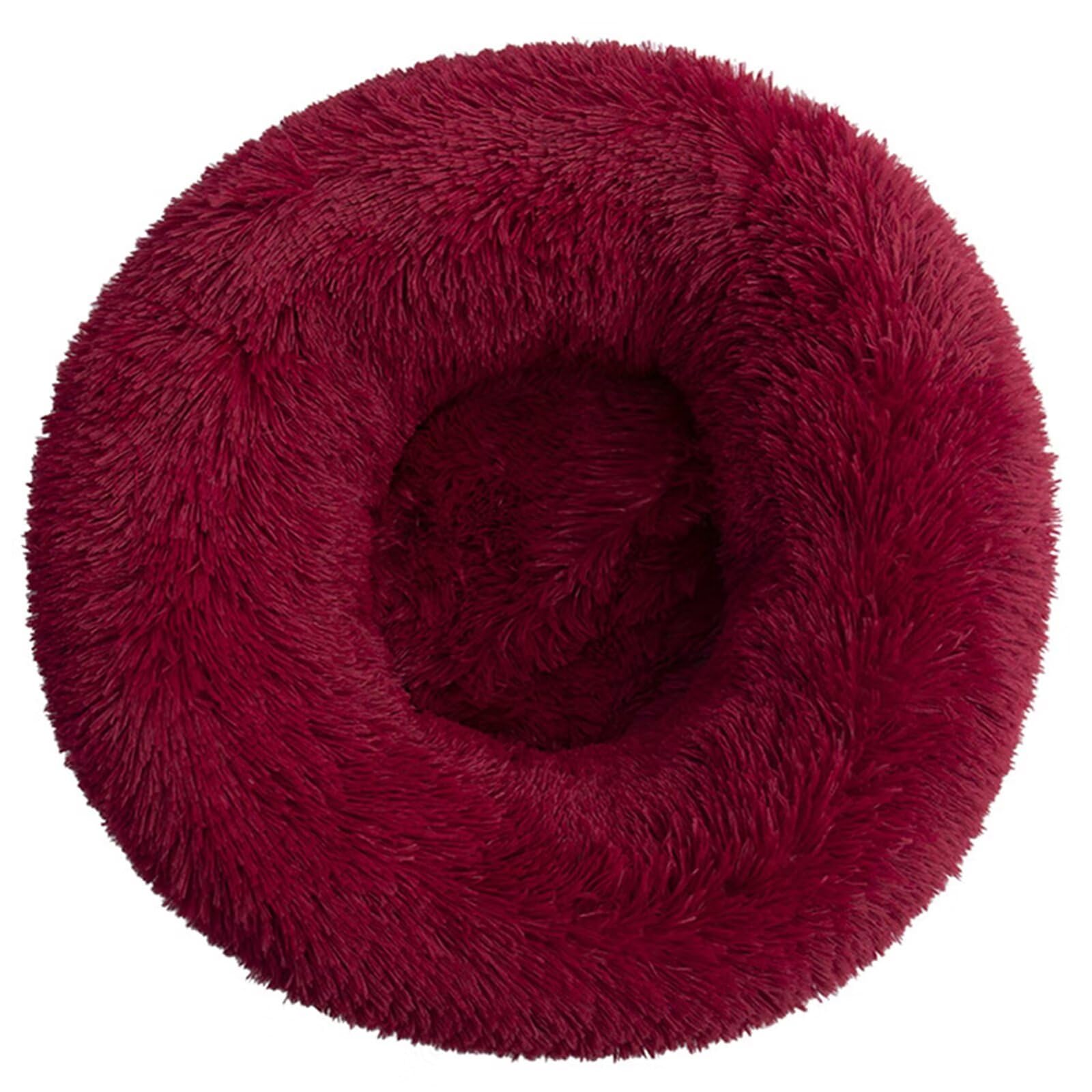 Donut Hundebett Hundebett Wolke Hundebett Rund Hundekissen Plüsch Donut Waschbar Haustierbett Flauschiges Hundebett 70cm Weinrot