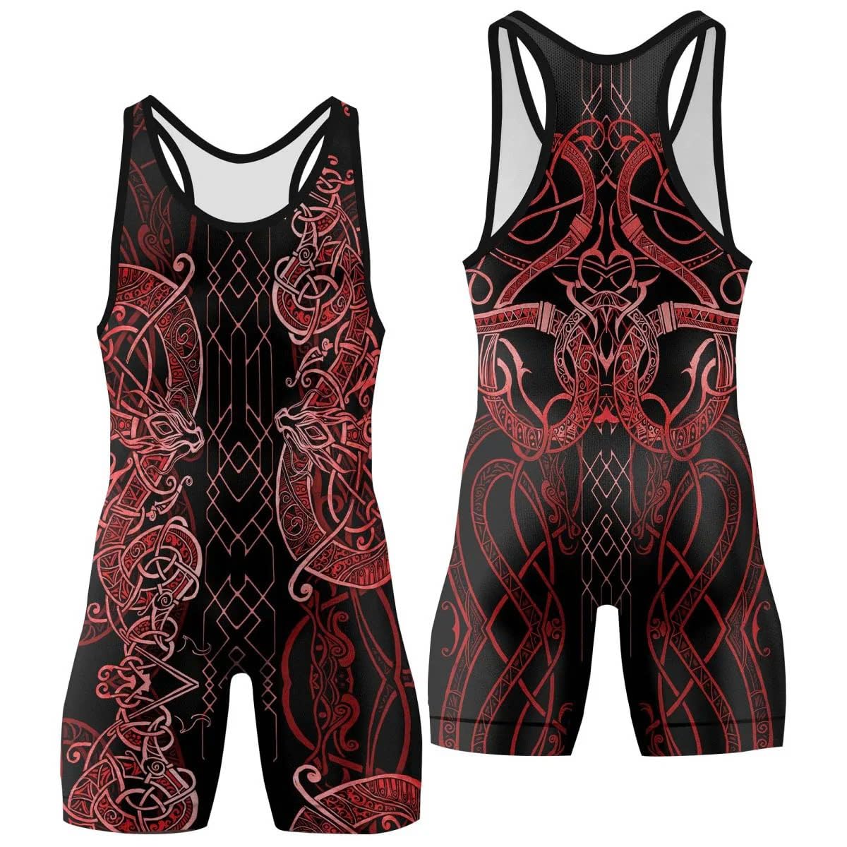 Viking Warriors Men's Wrestling Singlet, Powerlifting Singlet, Cool & Breathable Wrestling Outfit