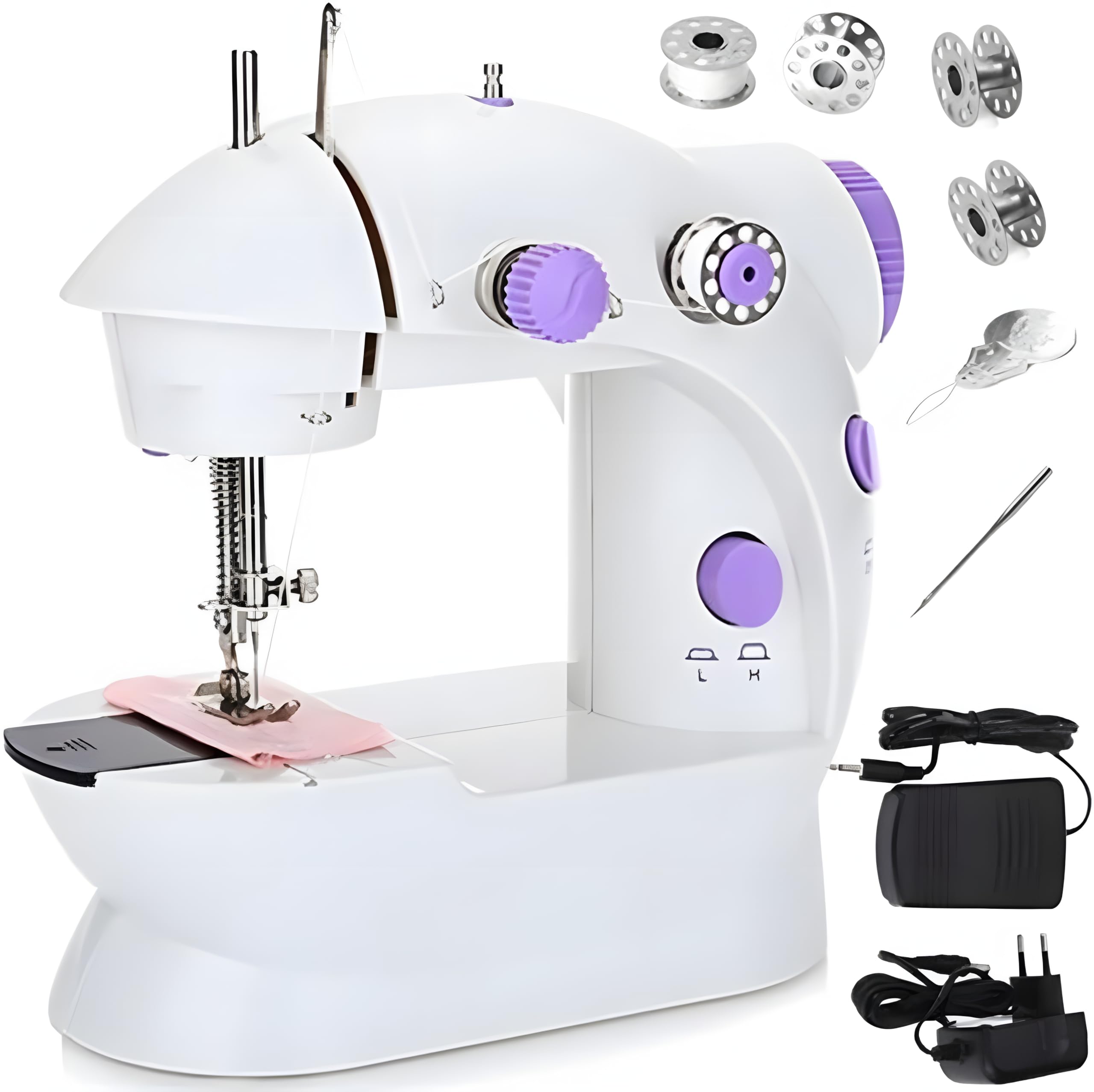 Retoo Machine À Coudre Portable, Mini Machine a Coudre Débutant, Facile À Utiliser Et Pratique, Rétroéclairage LED, Deux Vitesses De Couture, Pieds Antidérapants, Blanc