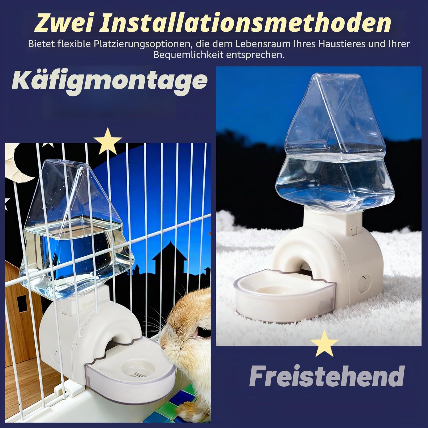 Nobleza 520ml Kaninchentränke, Großer Wasserspender mit Kiefern-Design, Stehend & Hängend Nagertränke, Trinkflasche für Kaninchen & Hamster