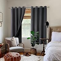 Vista 2 de BGment - Cortinas con aislamiento térmico para habitación, 100 % opacas, con forro negro, cortina de doble capa con ojales, reduce el ruido