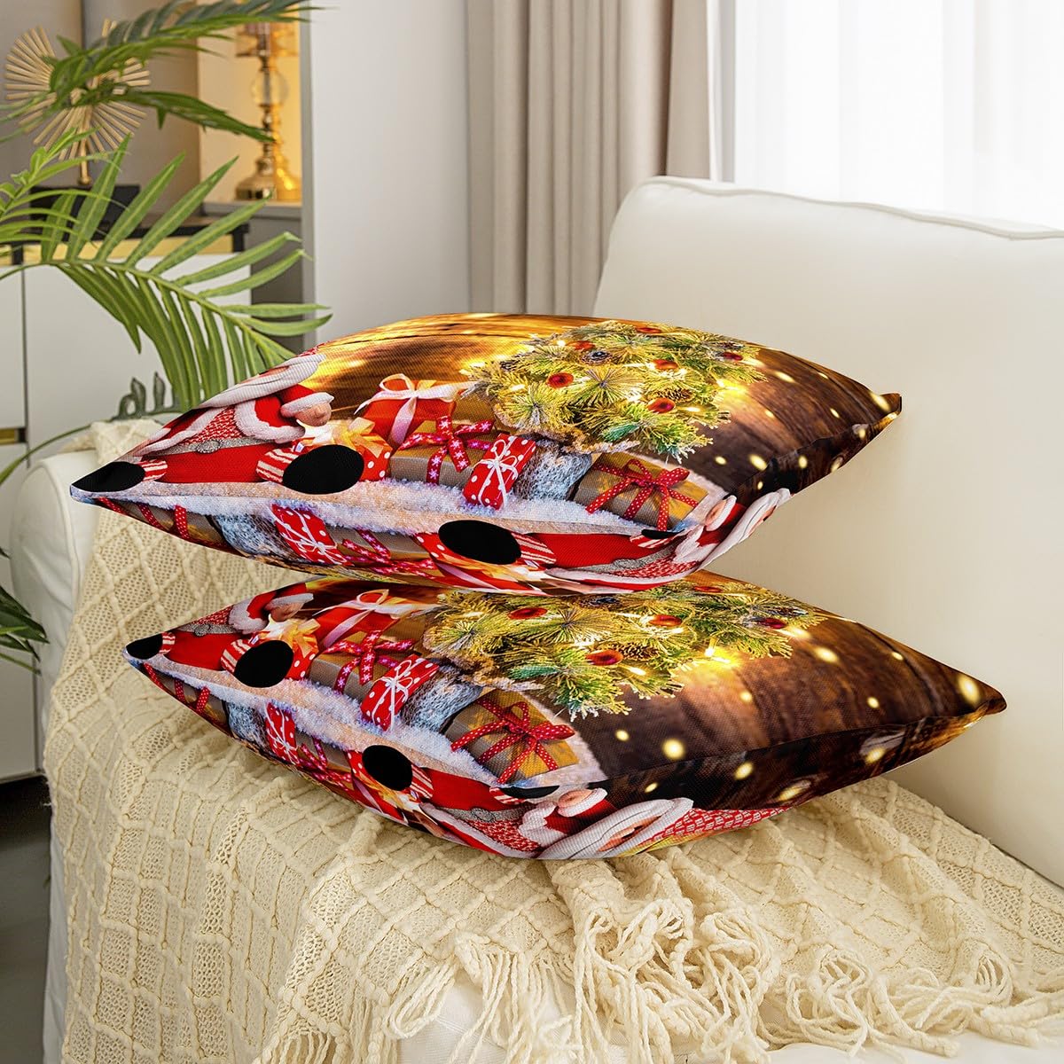 Federe Cuscino Natale Fahrendom – Set 4 Pezzi 40x40 Cm, Nero E Verde Con Teschio E Scritte, Originali