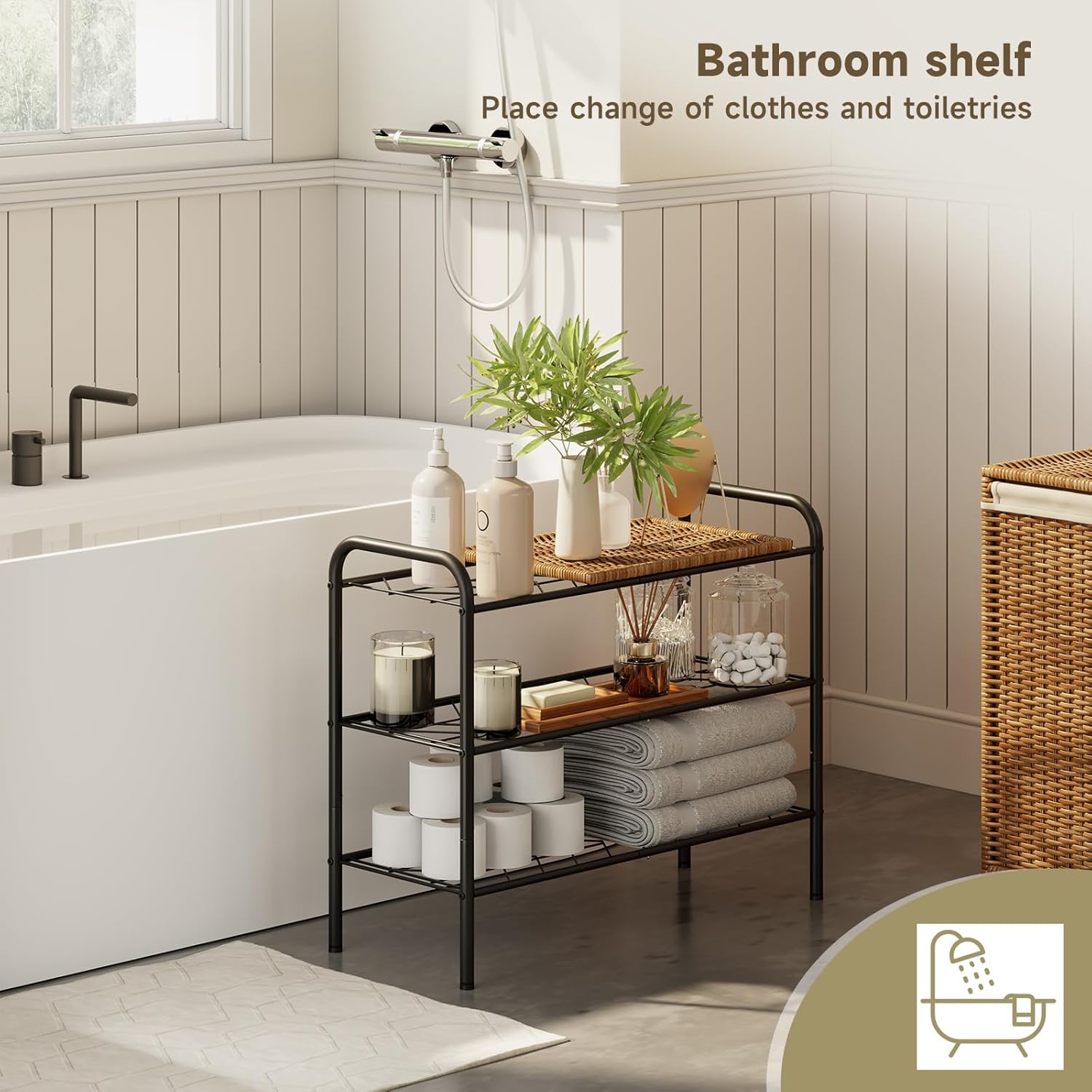 3-Tier Metal Shoe Rack, Free Standing Shoe Storage Rack for Entryway, Closet and Hallway (Black, 3-Tier-Short)