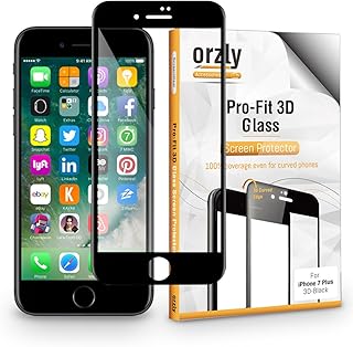 ORZLY? Protector de Pantalla iPhone 7 Plus 3D Pro-Fit Protector de Prima de Cristal Templado Protecci?n Completa de la Pantalla para el iPhone 7 Plus/Negro