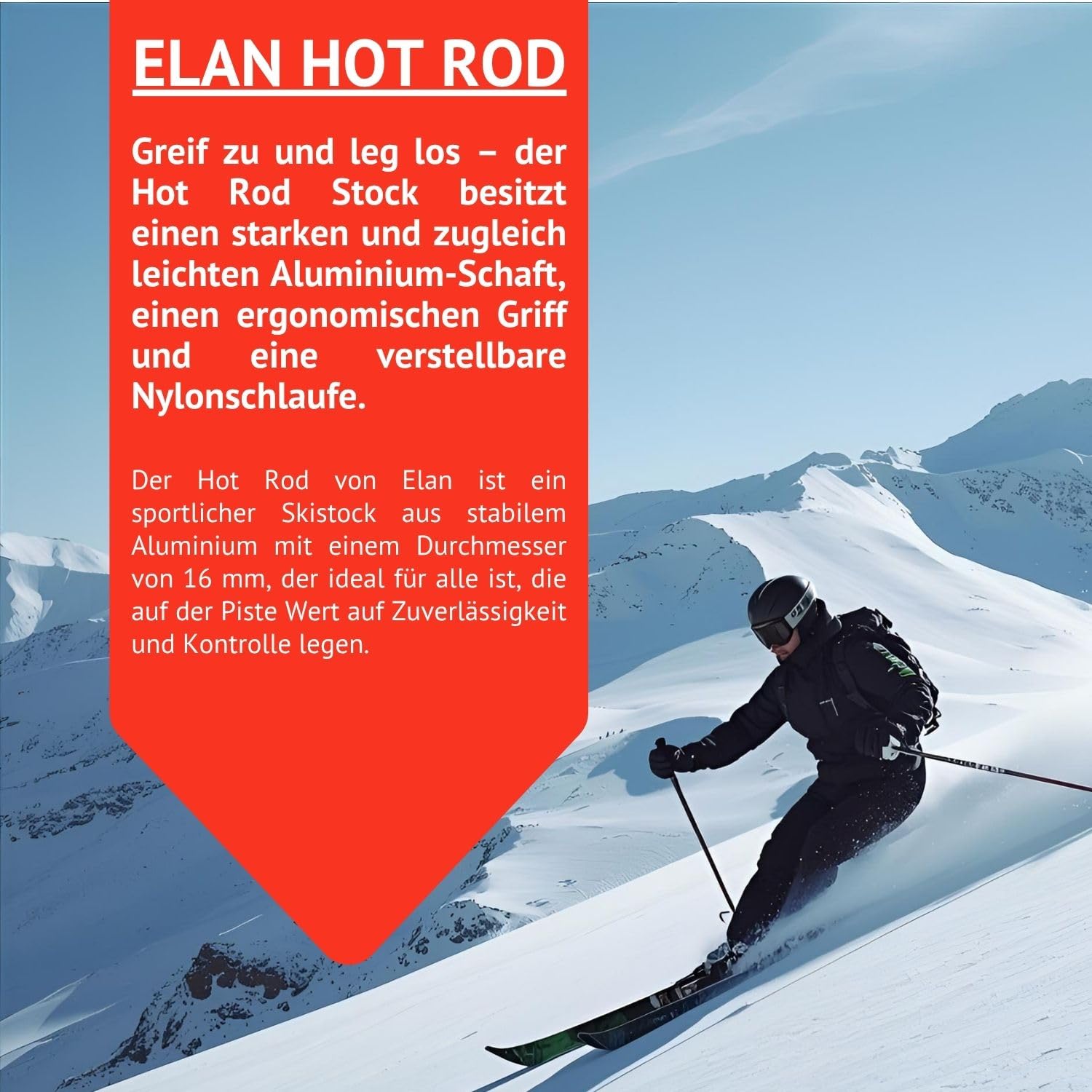 Skistöcke Elan Hotrod orange - Alpin Ski Stöcke - hochwertiger Aluminium Skistock - All Mountain Stock - Unisex - ergonomischer Griff - verstellbare Handschlaufe