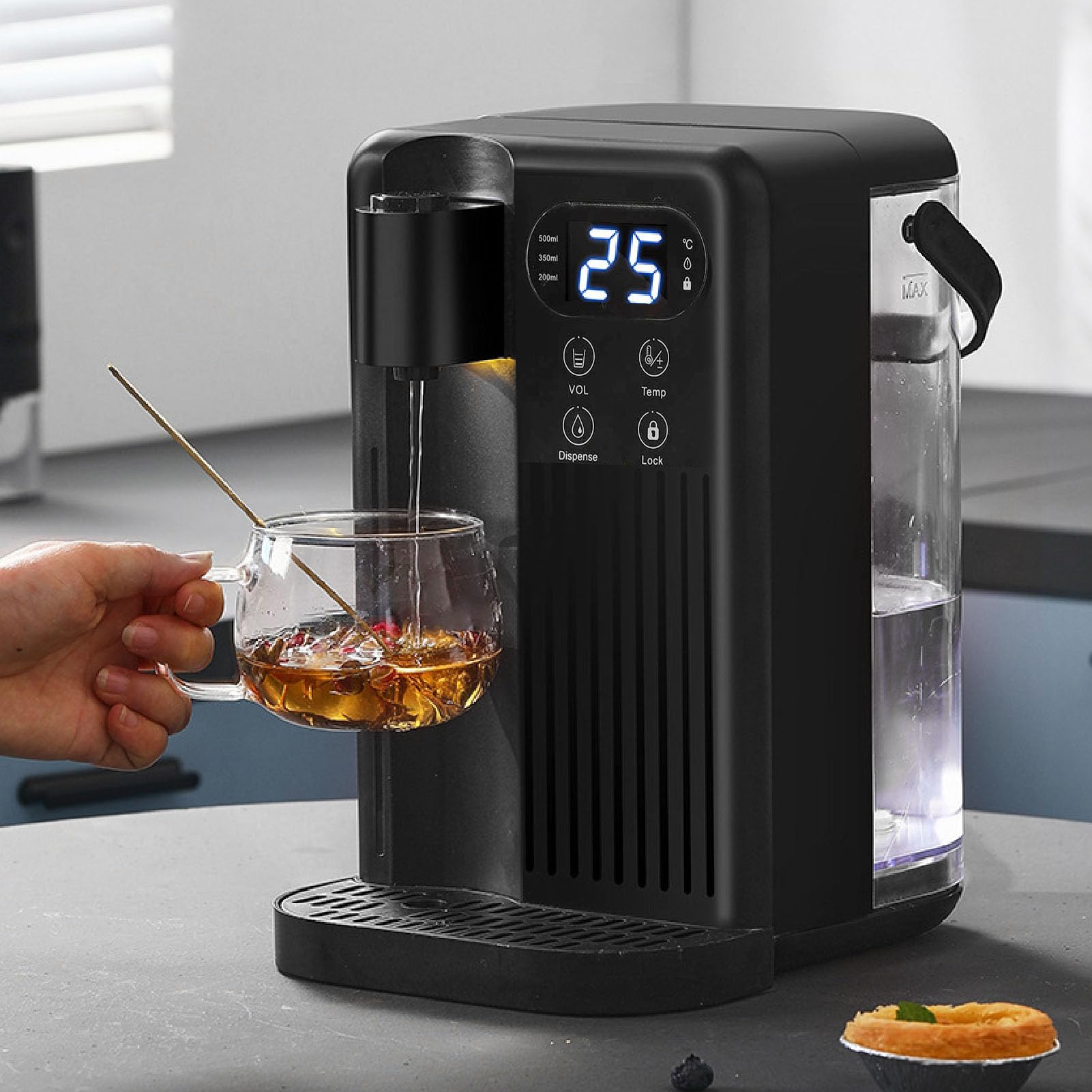 Countertop Instant Hot Water Dispenser, Fast Heating Water Boiler Warmer in 3 Seconds with Adjustable Water Temperature, Child Safety Lock, Anti Slip Bottom for Home (US Plug)