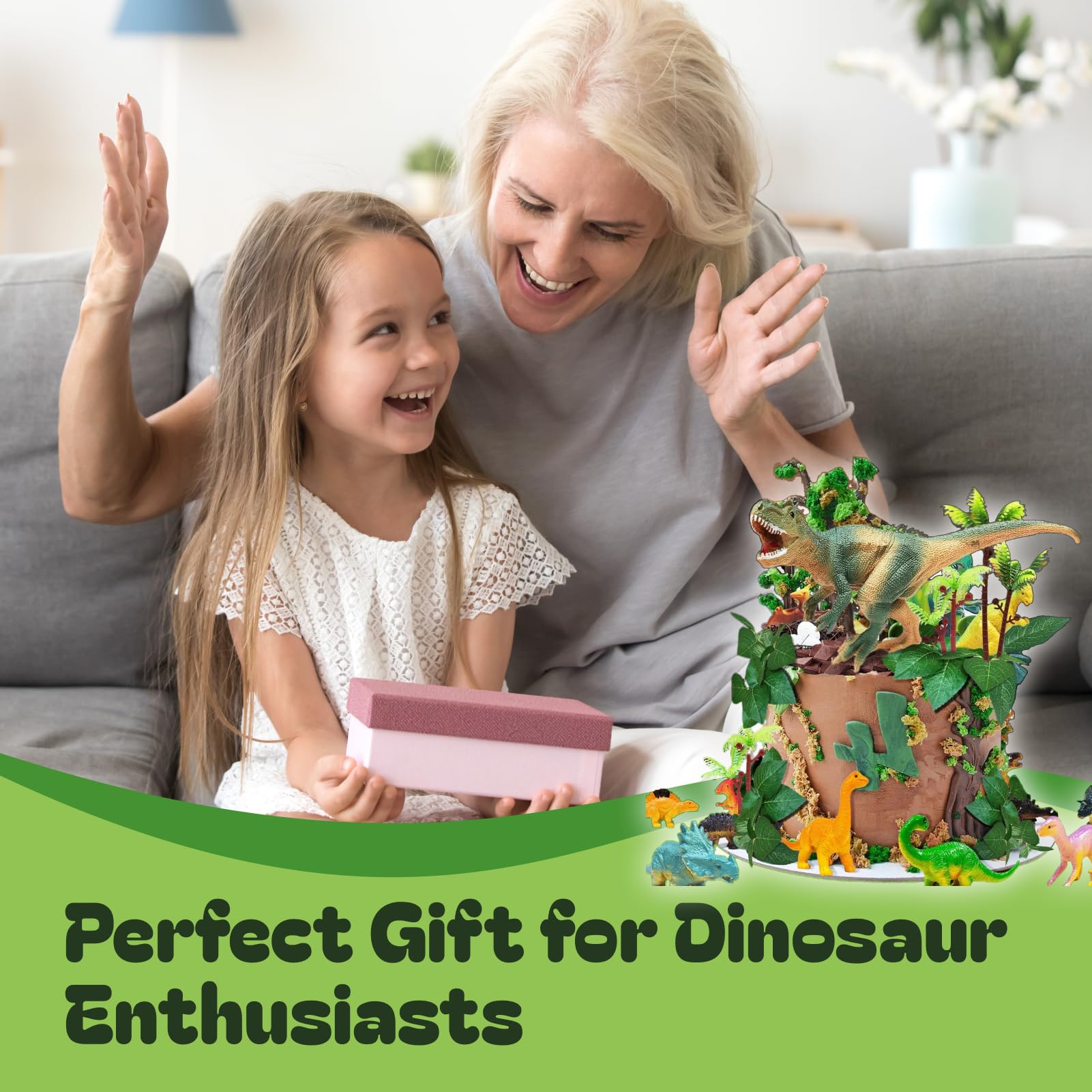26-Piece Dinosaur Cake Toppers Set - with Dinosaur Eggs, Leaves, Trees & Nest Decorations for Birthday Party Wild Animals Theme - Image 6