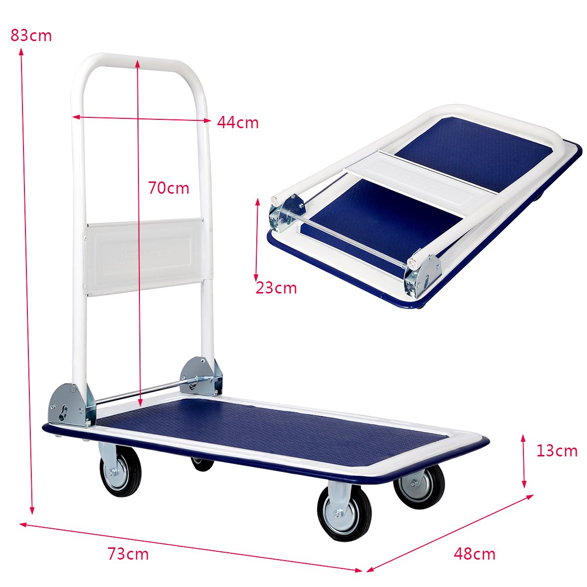 COSTWAY Transportwagen Klappbar, Plattformwagen Bis 150 kg Tragkraft, Transporthilfe mit 360° Lenkrollen & Handgriff, Lastenwagen Klappwagen für Garage, Lagerhaus (Blau)
