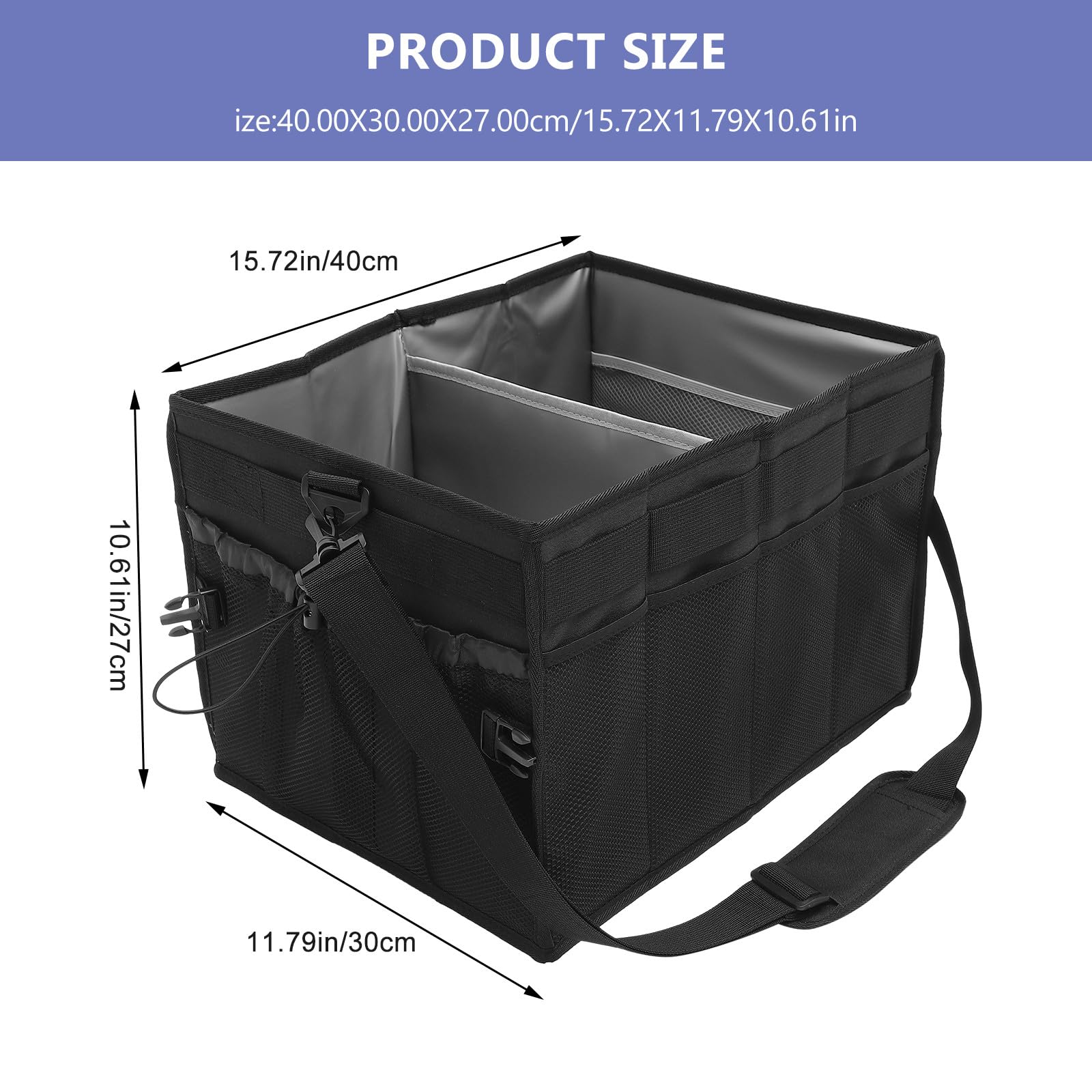 Contenitore Barbecue Pieghevole Grande Oxford Nero | Vacanze Estive, Organizzatore di Utensili per Barbecue, Organizzatore di Stoccaggio per Campeggio