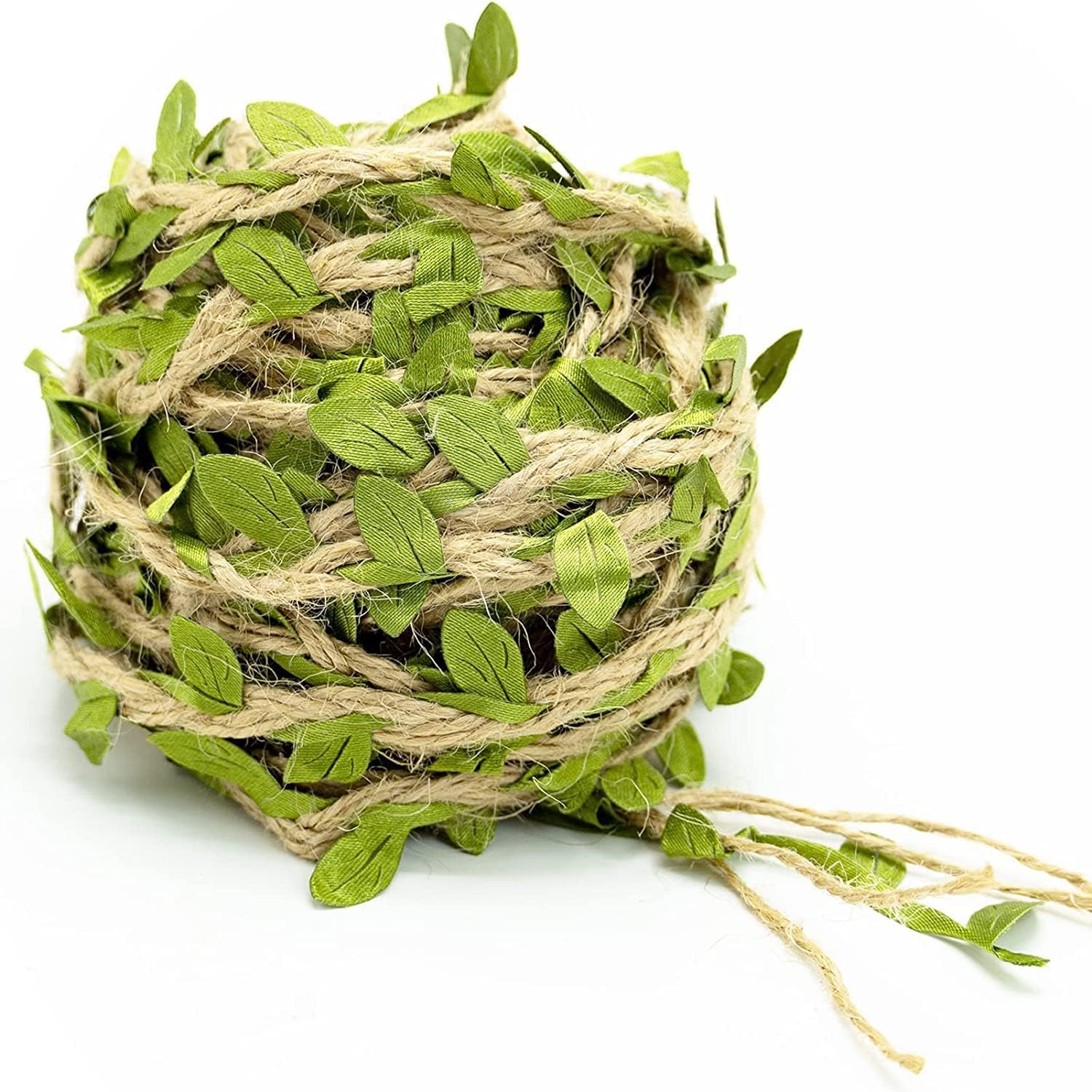 Easykeenecom Brown Green Green Leaves Jute, Leaf Ribbon, Natural Jute Twine String 5M Wedding Party Favor Home Garden Decoration Jute Twine Leaf Rope