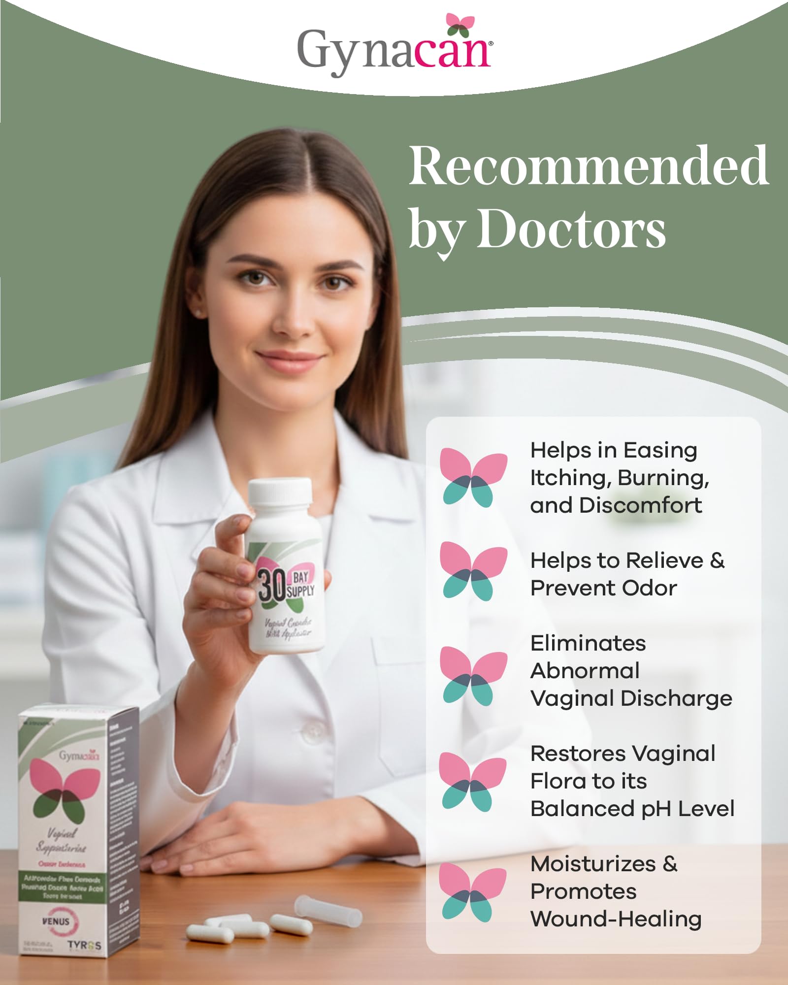 Boric Acid Vaginal Suppositories Advanced Feminine pH Balance Support, Odor Control & Itch Relief, Pure & Gentle Intimate Care, Easy-Insert Applicator