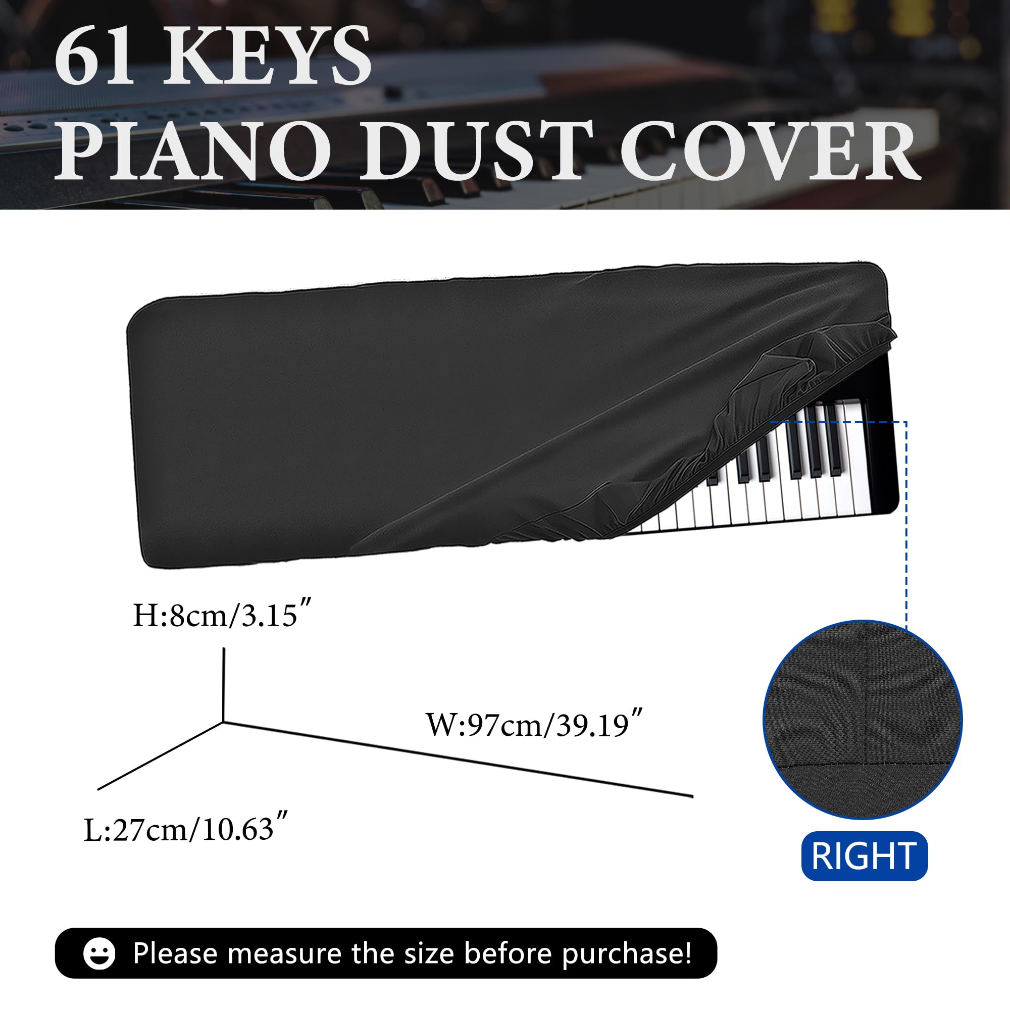 Musiin 61 keys piano keyboard dust cover, compatible with Nektar Impact LX61+,Roland FA-06,Behringer Motor 61 - Image 2