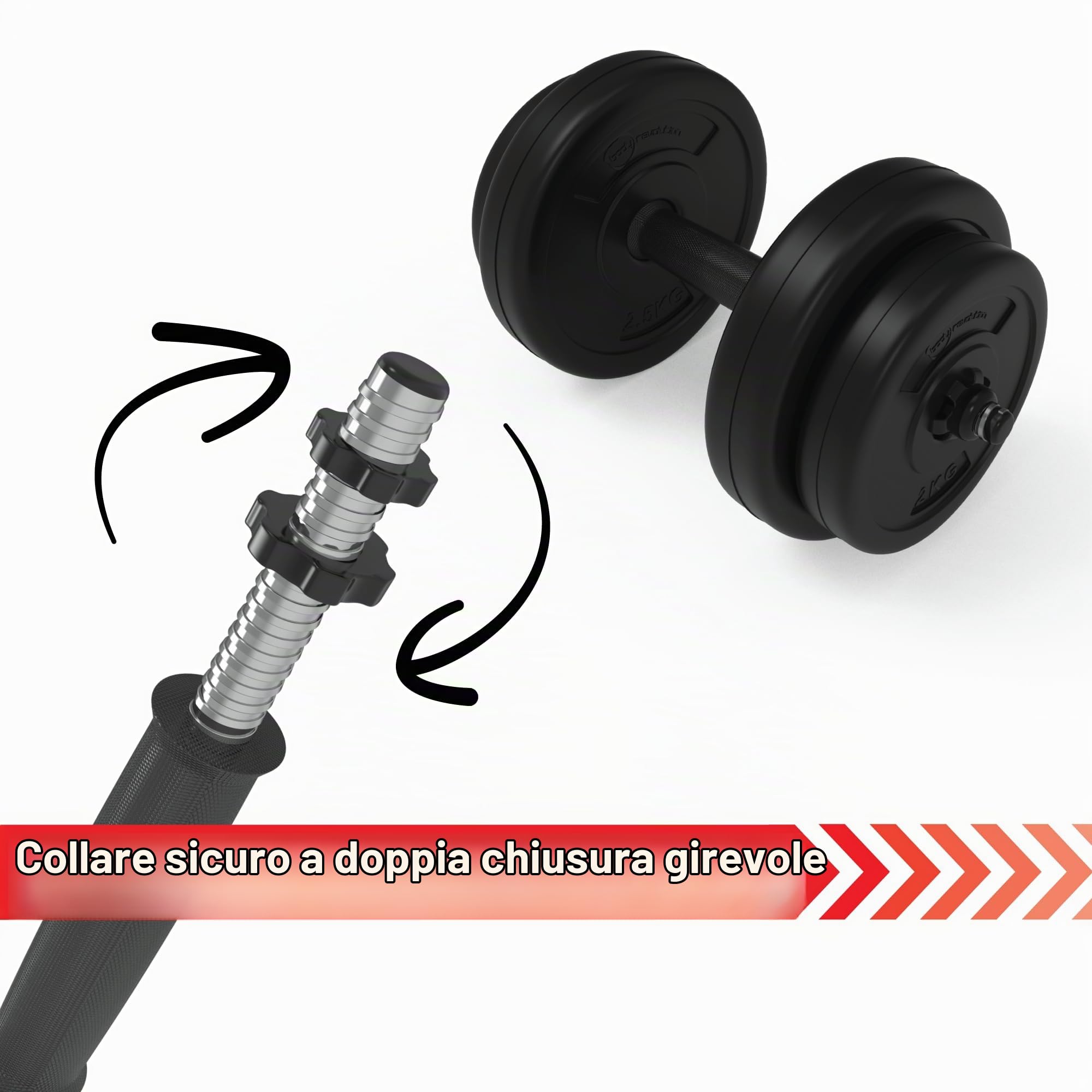 Body Revolution, set di bilanciere e manubri in vinile, varie combinazioni possibili, pesi da 10, 15, 20, 30, 40, 50 kg, 10kg