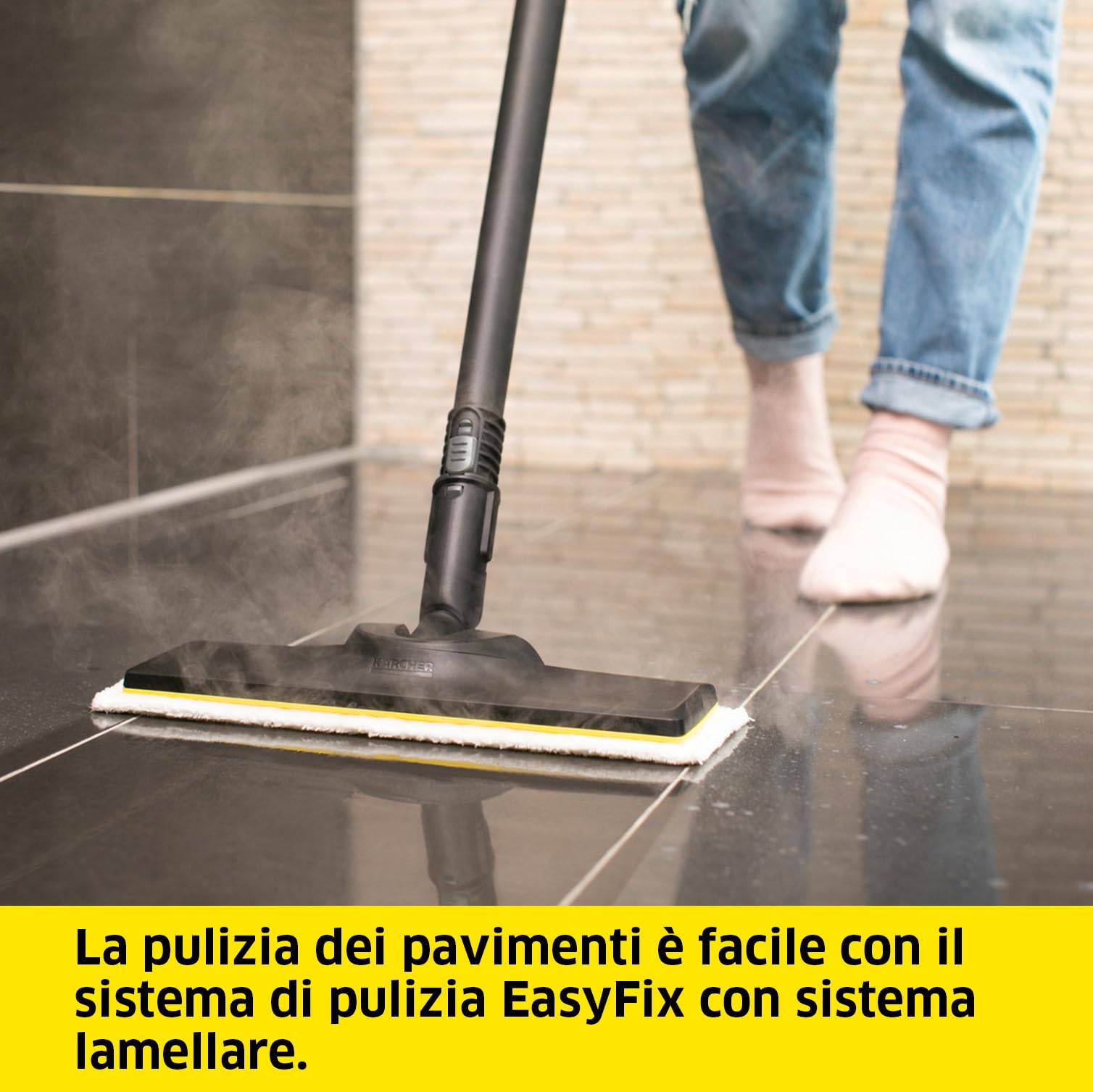 KÄRCHER Pulitore a Vapore SC 4 EasyFix, Pronto in 4 min. 2000 W, Serbatoio estraibile 1,3 litri, Area 100m², Include Kit pavimenti, Bocchetta Manuale e Panno, Spazzola, Bocchetta fessure