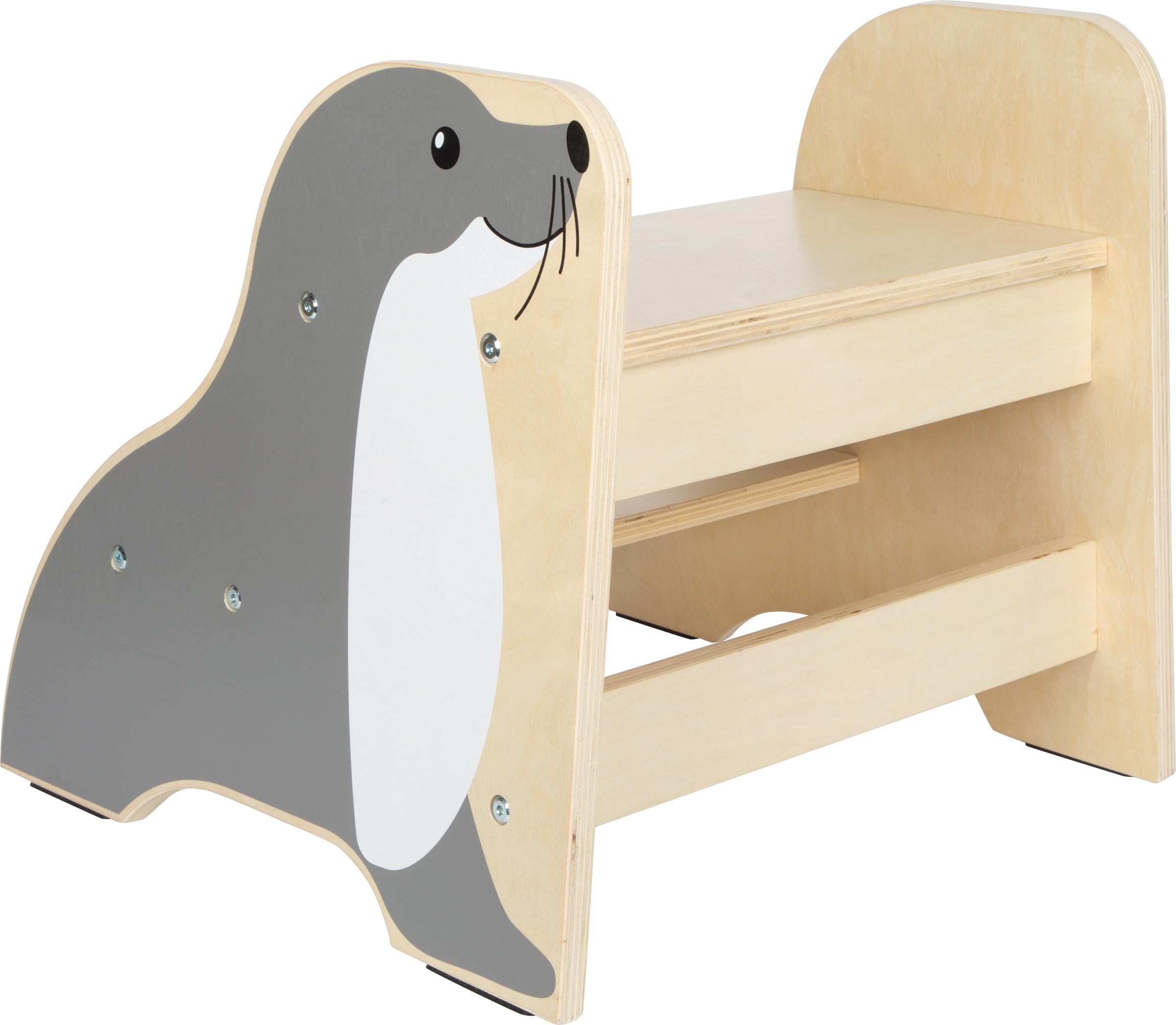 small Foot Tritthocker Seehund „Wildlife“ aus Holz, Stabiler und Rutschfester Hocker im Seehund-Design, bis max. 150 kg, für Kinder ab 2 Jahren, 12669