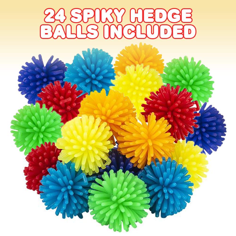 ArtCreativity Spiky Hedge Balls for Kids, Bulk Pack of 24, Soft Sensory