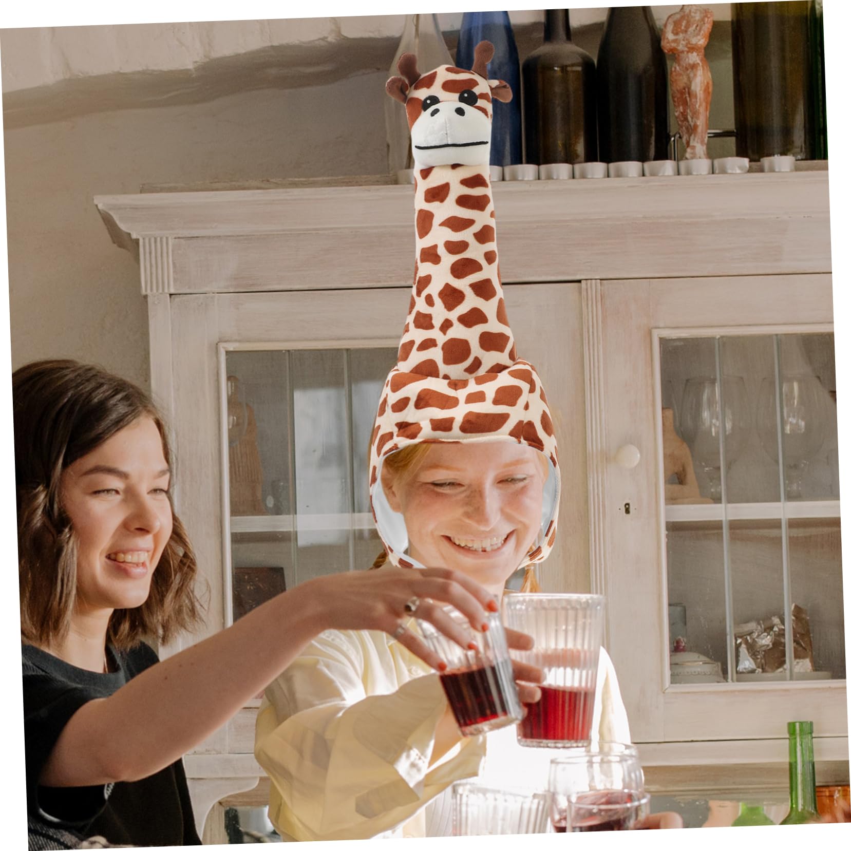 Hemobllo Sombrero De Giraffe De Peluche Divertido Para Fiestas Accesorio De Carnaval y Fotografía Diseño Lúdico Para Adultos