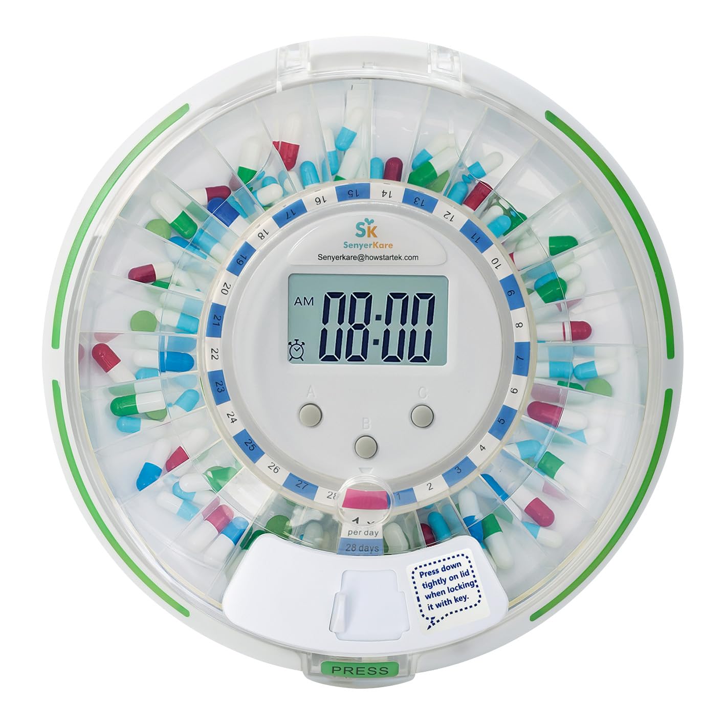 Senyerkare Pill Dispenser Clear Lid