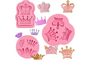 3PCS Mini Crown Fondant Molds, Silicone Crown Chocolate Cake Decorating Molds for Dessert Display