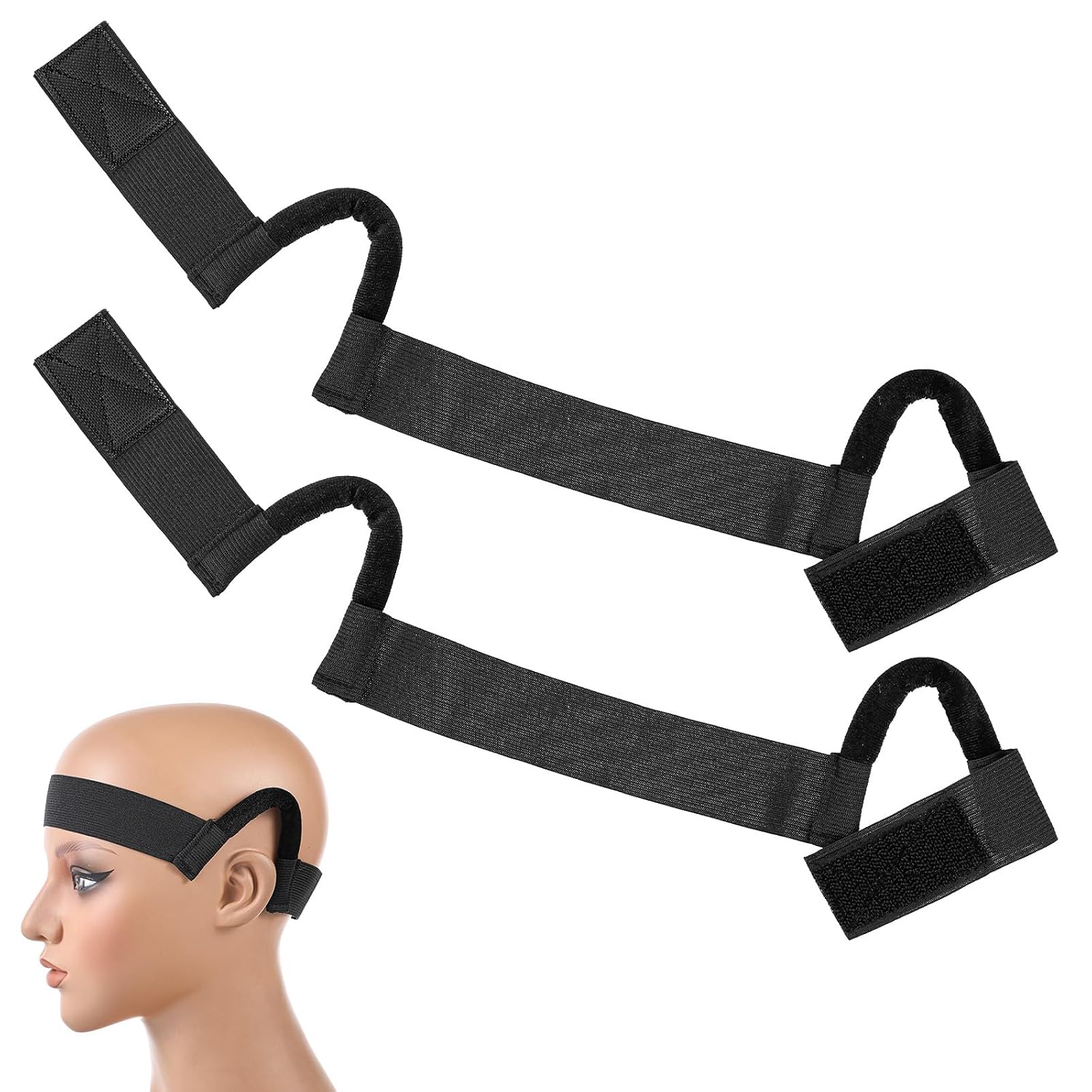 2 Pc Wig Band With Ear Cut out,Adjustable Soft Lace Melting Band