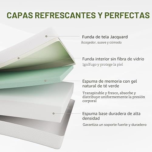 Miniatura 3 de EGOHOME Colchón Queen de 10 pulgadas, colchón de espuma viscoelástica en una caja con gel de té verde refrescante, alivia la presión con soporte