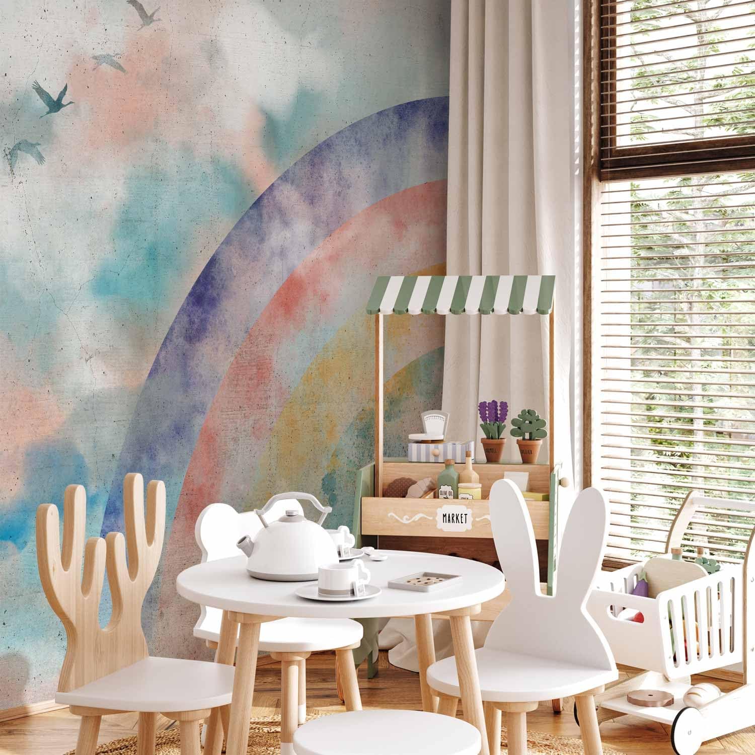 artgeist Wall Mural Rainbow 193x138 in - Peel and Stick Self-Adhesive Wallpaper Removable Large Sticker Foil Wall Decor Print Picture Image Design Bird Colorful Like Painted e-A-10015-a-a