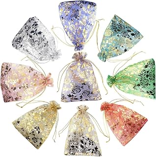 DNY – 100 Pcs Potli Bags, Organza Pouches 4x6 inches with Drawstring Small Potli Bags for Return Gifts for Wedding| Party... Price In India