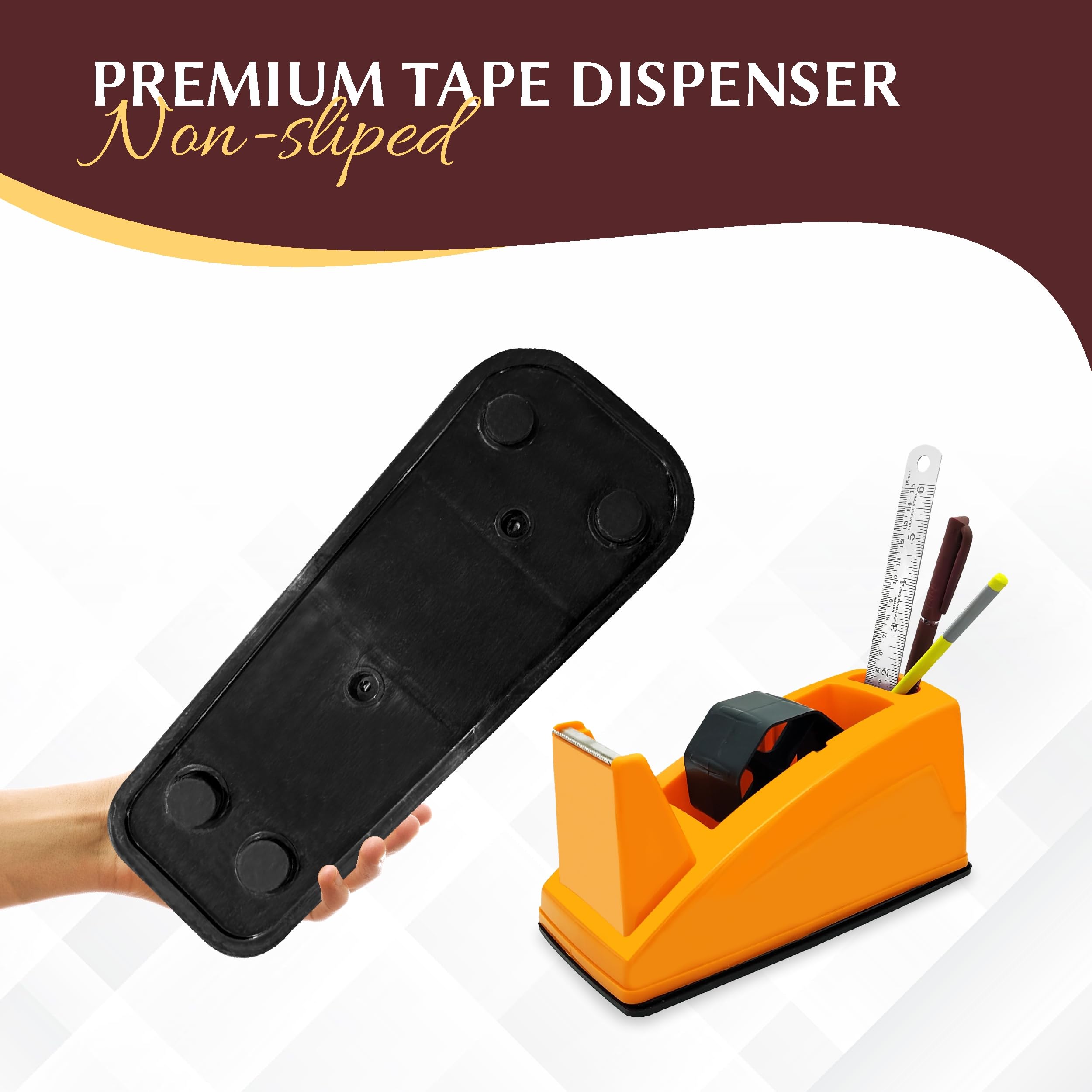 YAJNAS Dispenser per nastro adesivo per imballaggio, pesante e antiscivolo, 5,1 cm, dispenser per nastro in cellophane per casa, ufficio, scuola (colore casuale)