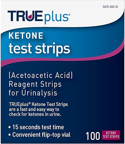 TRUEplus. Tiras de prueba de cetona, para personas en dieta keto y baja en carbohidratos, y para personas con diabetes, tiras de prueba de análisis