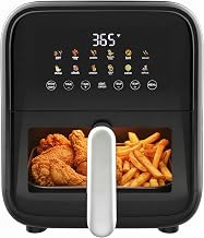 HealSmart 7.5QT Large Air Fryer with Visible Window, 12-in-1 Digital Preset & Custom DIY Functions, Precise Temp Control, Dishwasher Safe Components, Black
