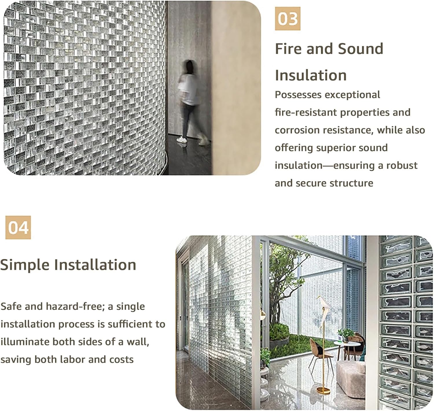 XOOFMASS Clear Glass Block Wall Decor, Ice Crystal Textured Glass Bricks for Partition Walls, Bathroom Privacy Shower Wall, Decorative Translucent Room Divider Blocks,3.9x3.9x2in/10x10x5cm,1pcs
