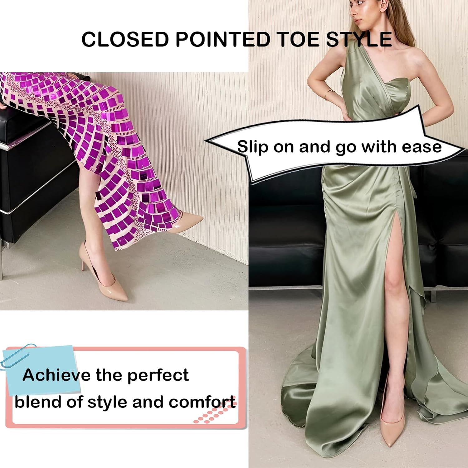 JENN ARDOR Women's Comfortable Stiletto Pumps 3 inch Elegant Gorgeous Closed Pointed Toe Slip On Solid High Heels for Ladies Wedding Dress Shoes - Image 4