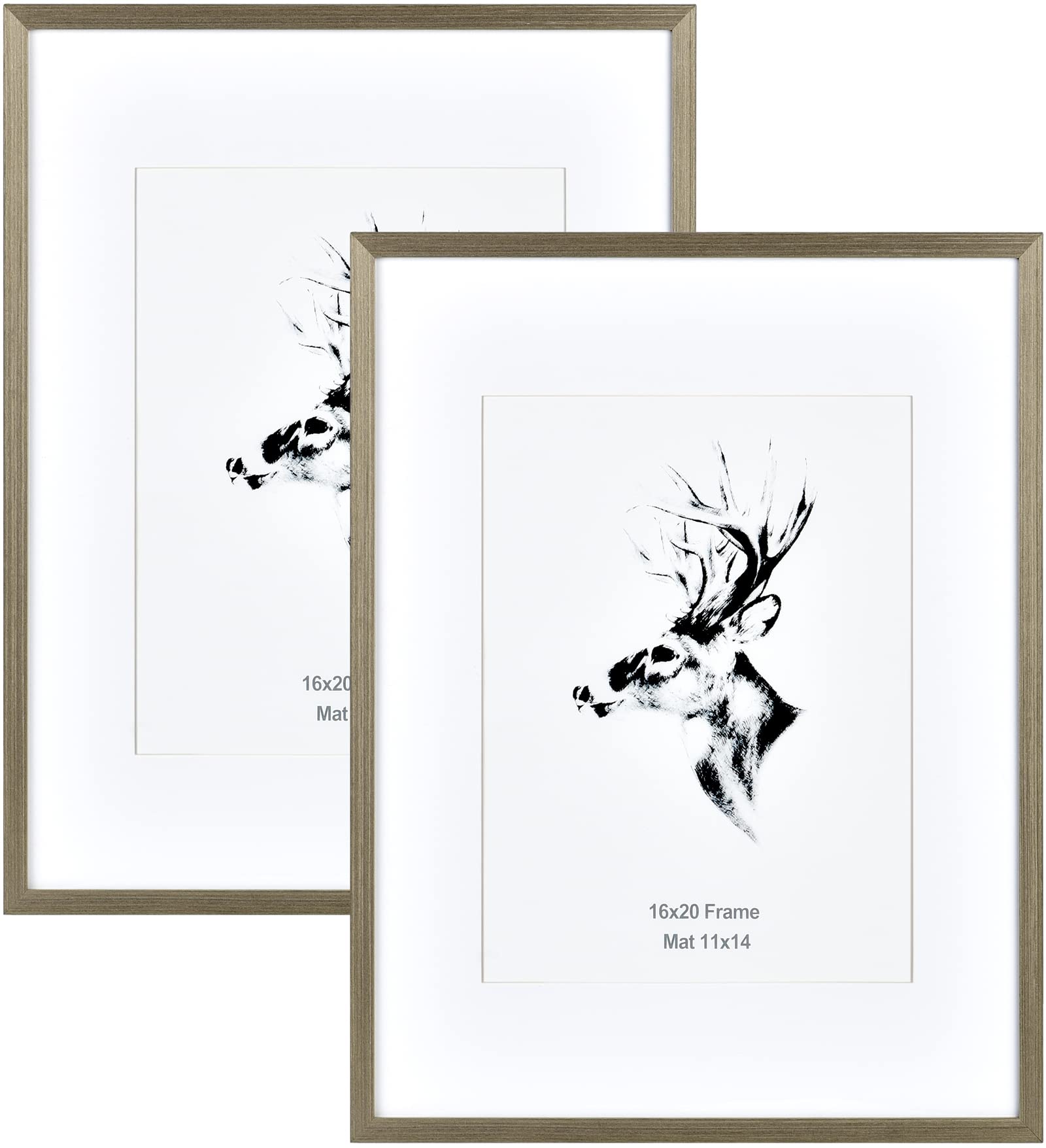 Yaetm 16x20 Picture Frame Matted to 11x14 Set of 2, Solid Wood Poster Frame16 x 20 inches, Wall