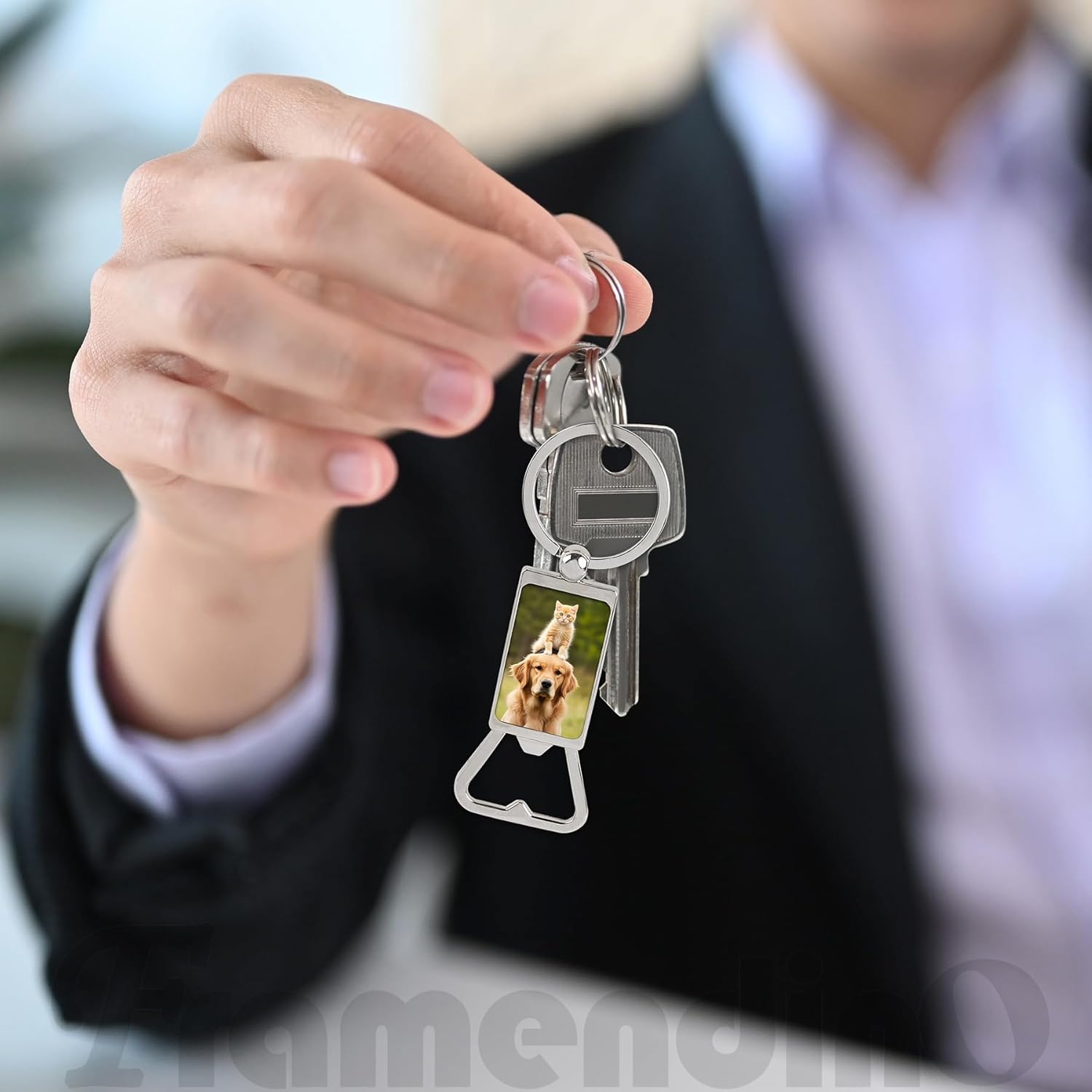 Framendino, 30 Pack Sublimation Metal Bottle Opener Transfer Blank Key Rings for DIY Photos 3 Styles