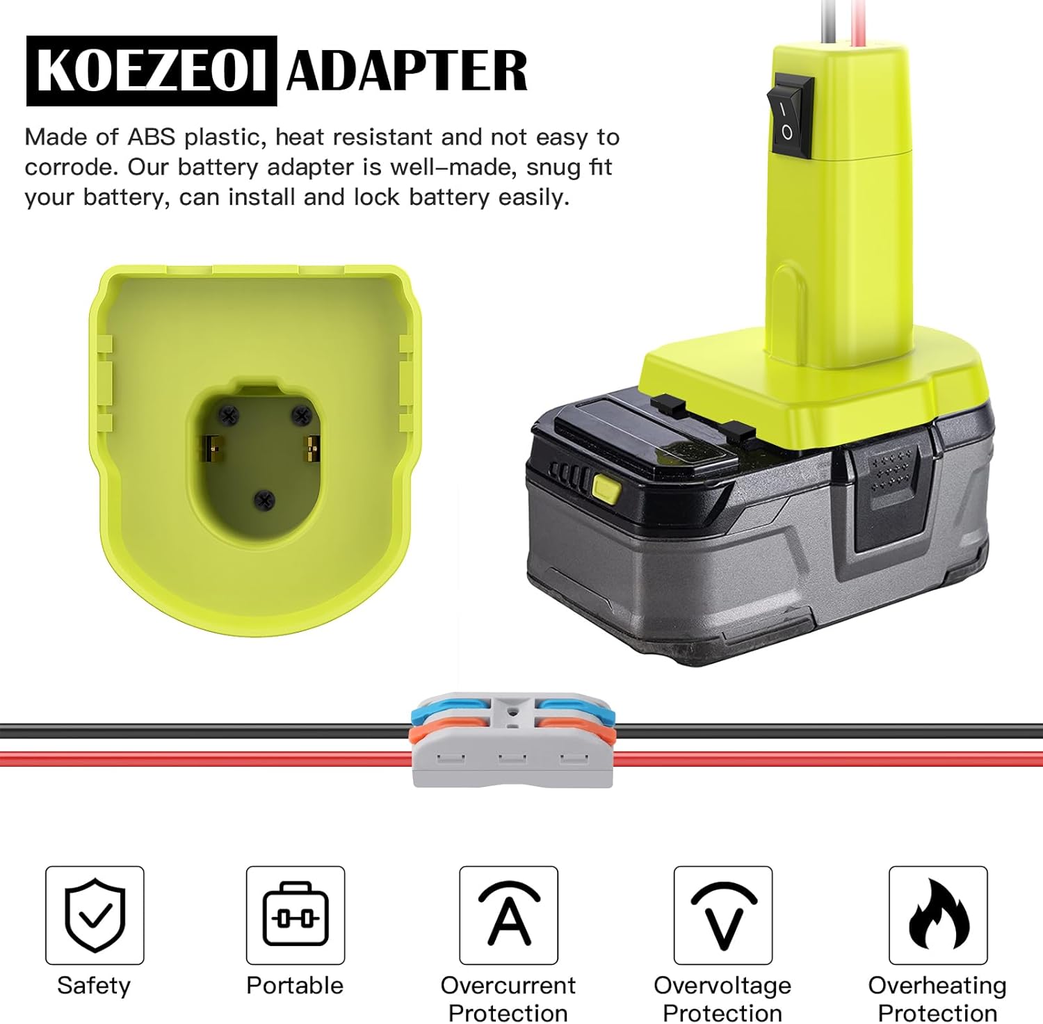 2 Packs Power Wheel Adapter for Ryobi 18V Battery Adapter Power Wheel Battery Converter Kit with Fuse & Switch & Wire Terminals 12AWG Wire for DIY Ride On Truck and Rc Toys